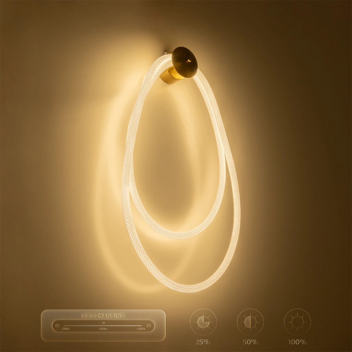 kelvo® GLOW KLV-101-0170 Φωτιστικό Τοίχου / Απλίκα LED 45W 4500lm 360° AC 220-240V IP20 Ρυθμιζόμενο Λευκό CCT με Χειριστήριο από 2700K έως 6000K Dimmable - Lumileds SMD Chip - Χρυσό Πλατίνα - Μ30 x Π15 x Υ110cm - 3 Χρόνια Εγγύηση - ledmania.gr