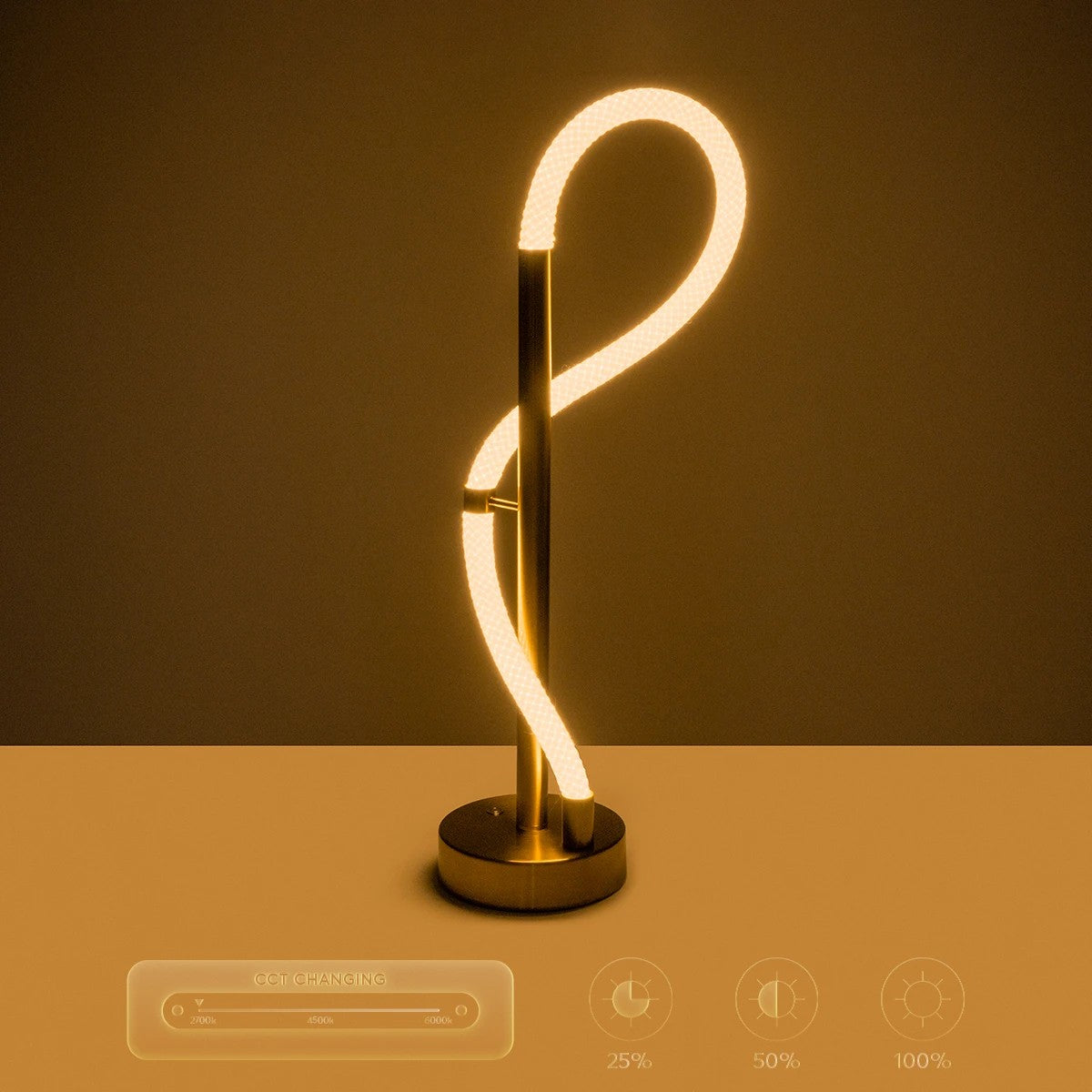kelvo® GLOW KLV-101-0172 Επιτραπέζιο Φωτιστικό Πορτατίφ LED 18W 1800lm 360° AC 220-240V IP20 Ρυθμιζόμενο Λευκό CCT με Αφή 2700K/4500K/6000K Dimmable - Lumileds SMD Chip - Χρυσό Πλατίνα - Μ30 x Π30 x Υ60cm - 3 Χρόνια Εγγύηση - ledmania.gr