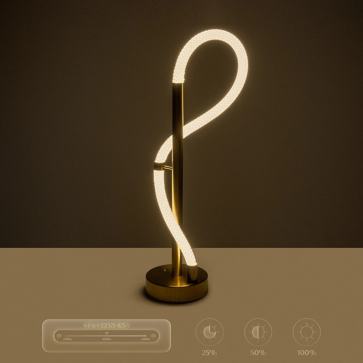 kelvo® GLOW KLV-101-0172 Επιτραπέζιο Φωτιστικό Πορτατίφ LED 18W 1800lm 360° AC 220-240V IP20 Ρυθμιζόμενο Λευκό CCT με Αφή 2700K/4500K/6000K Dimmable - Lumileds SMD Chip - Χρυσό Πλατίνα - Μ30 x Π30 x Υ60cm - 3 Χρόνια Εγγύηση - ledmania.gr
