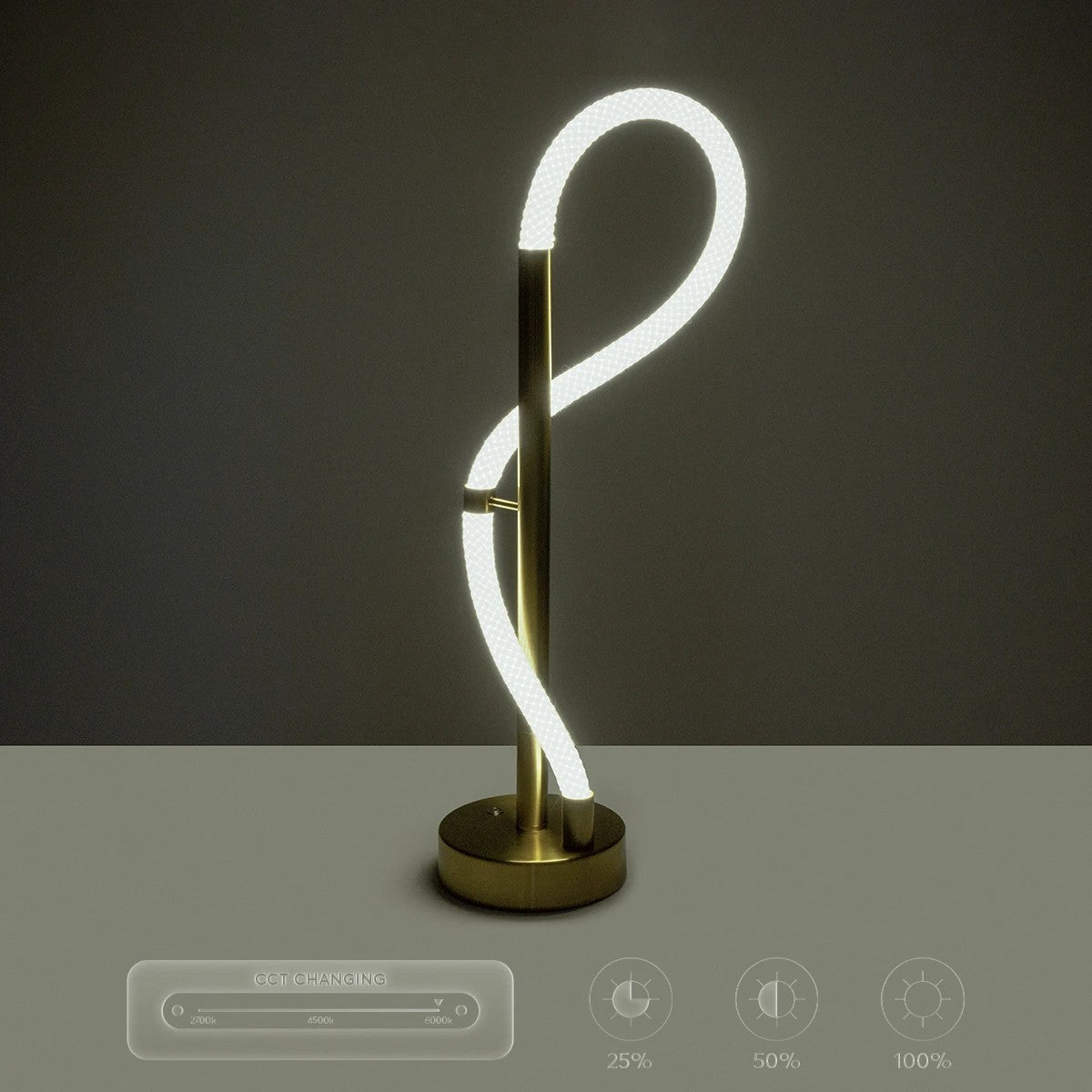 kelvo® GLOW KLV-101-0172 Επιτραπέζιο Φωτιστικό Πορτατίφ LED 18W 1800lm 360° AC 220-240V IP20 Ρυθμιζόμενο Λευκό CCT με Αφή 2700K/4500K/6000K Dimmable - Lumileds SMD Chip - Χρυσό Πλατίνα - Μ30 x Π30 x Υ60cm - 3 Χρόνια Εγγύηση - ledmania.gr