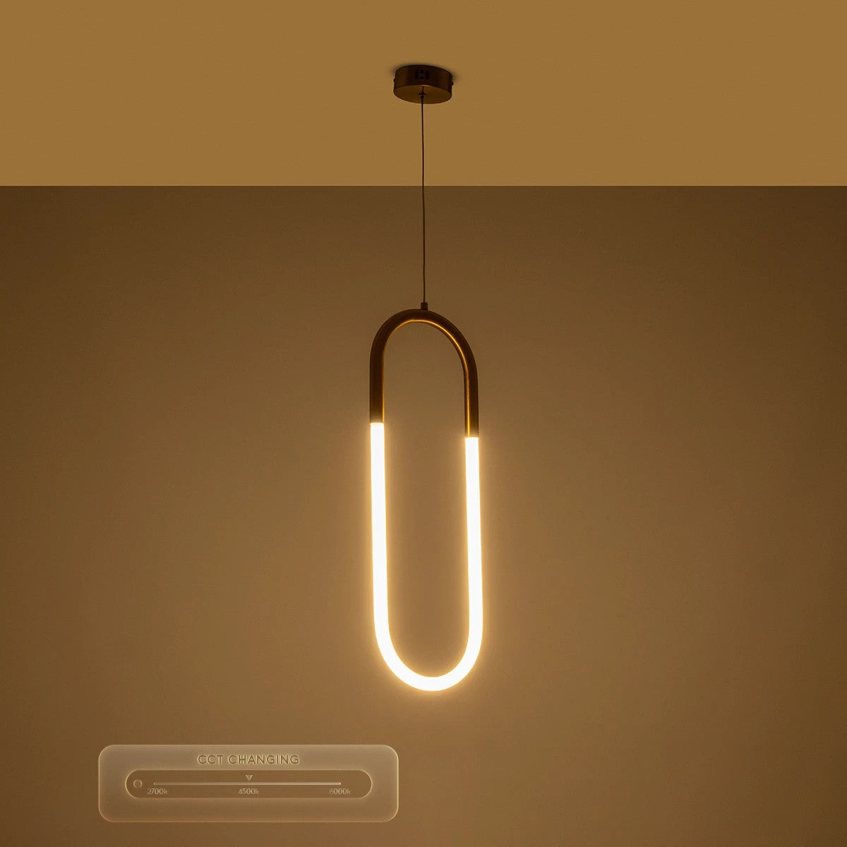 kelvo® GLOW KLV-101-0176 Κρεμαστό Φωτιστικό Οροφής LED 18W 1800lm 360° AC 220-240V IP20 Ρυθμιζόμενο Λευκό CCT με On/Off 2700K/4500K/6000K - Lumileds SMD Chip - Χρυσό Πλατίνα - Μ20 x Π2.5 x Υ60cm - 3 Χρόνια Εγγύηση - ledmania.gr