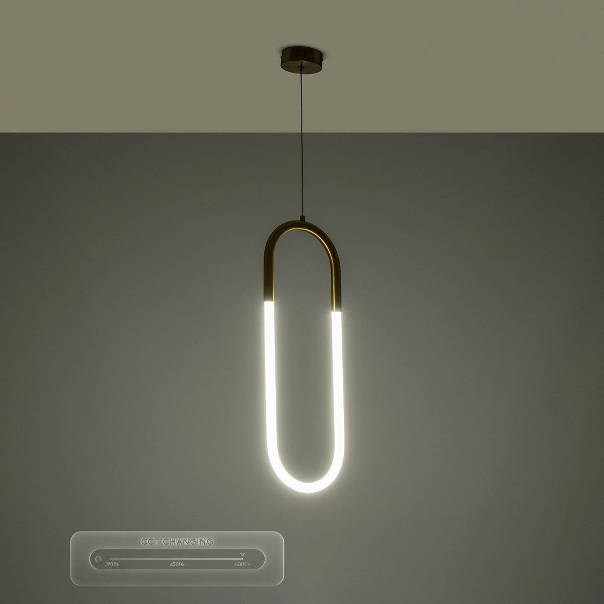 kelvo® GLOW KLV-101-0176 Κρεμαστό Φωτιστικό Οροφής LED 18W 1800lm 360° AC 220-240V IP20 Ρυθμιζόμενο Λευκό CCT με On/Off 2700K/4500K/6000K - Lumileds SMD Chip - Χρυσό Πλατίνα - Μ20 x Π2.5 x Υ60cm - 3 Χρόνια Εγγύηση - ledmania.gr