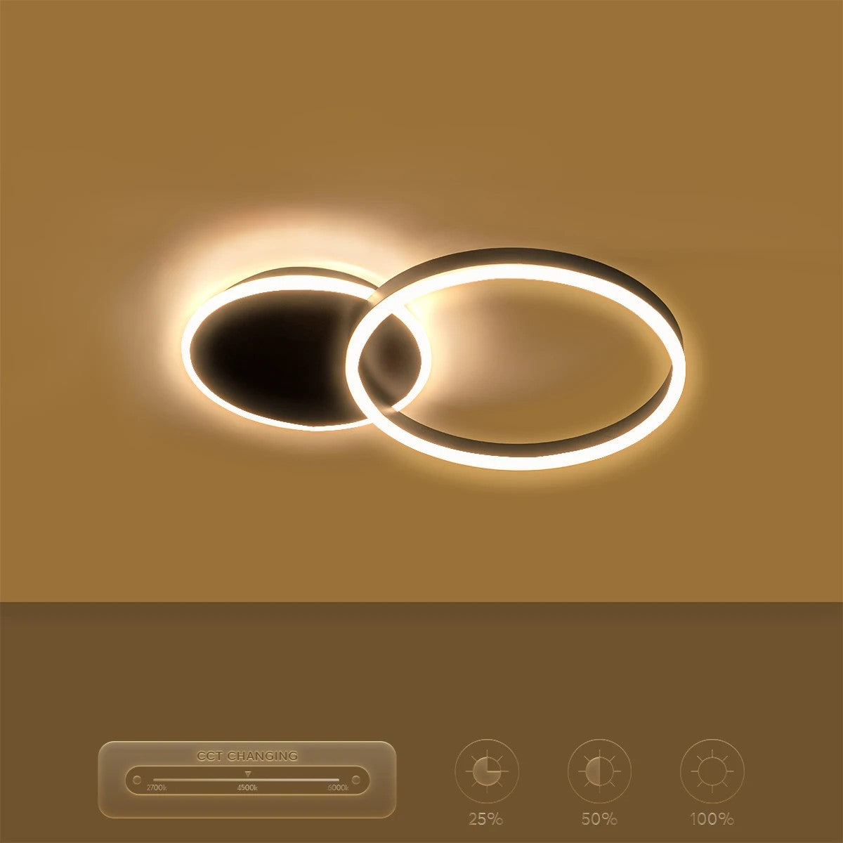 kelvo® VENOM KLV-101-0181 Φωτιστικό Οροφής LED 45W 4500lm 360° AC 220-240V IP20 Ρυθμιζόμενο Λευκό CCT με Χειριστήριο από 2700K έως 6000K Dimmable - Lumileds SMD Chip - Μαύρο Ματ - Μ60 x Π40 x Υ7.5cm - 3 Χρόνια Εγγύηση - ledmania.gr