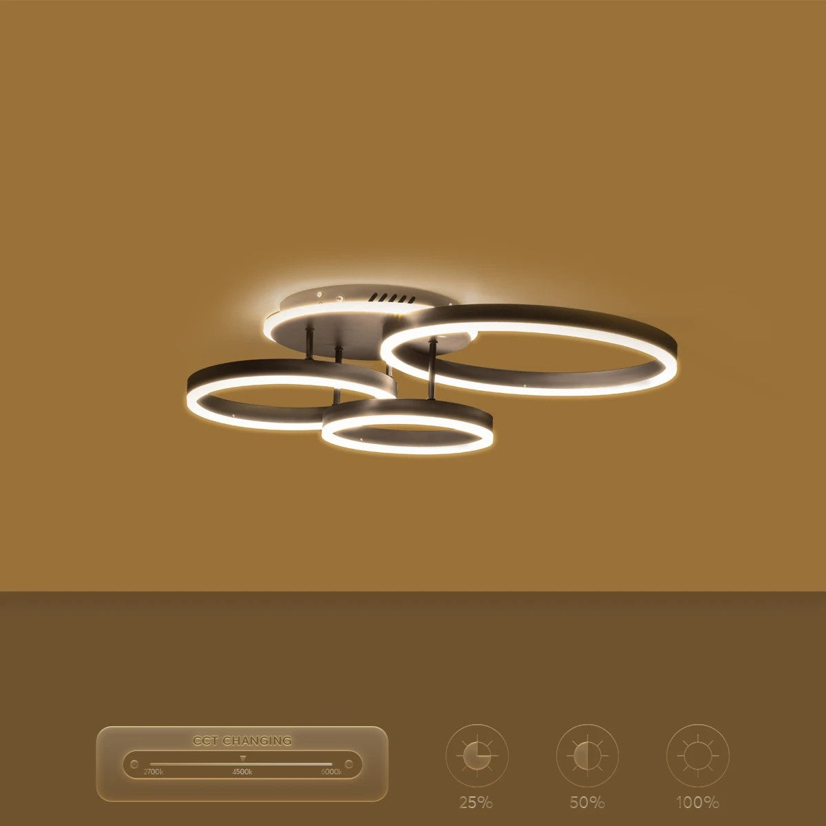 kelvo® VENOM KLV-101-0184 Φωτιστικό Οροφής LED 100W 10000lm 360° AC 220-240V IP20 Ρυθμιζόμενο Λευκό CCT με Χειριστήριο από 2700K έως 6000K Dimmable - Lumileds SMD Chip - Μαύρο Ματ - Μ70 x Π40 x Υ16cm - 3 Χρόνια Εγγύηση - ledmania.gr