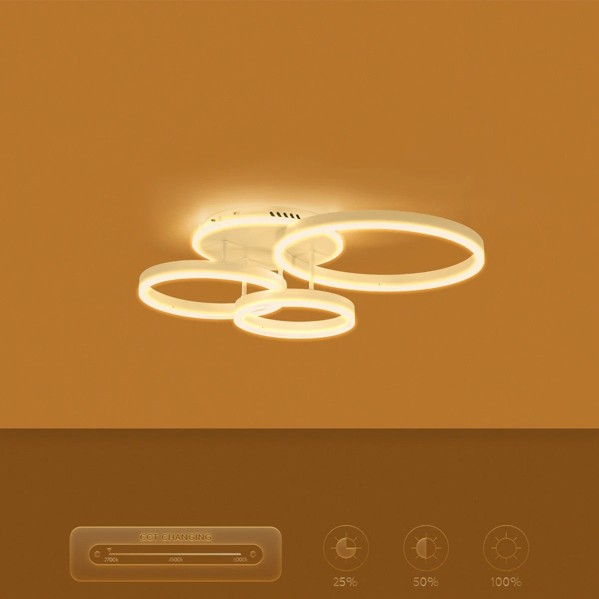 kelvo® VENOM KLV-101-0185 Φωτιστικό Οροφής LED 100W 10000lm 360° AC 220-240V IP20 Ρυθμιζόμενο Λευκό CCT με Χειριστήριο από 2700K έως 6000K Dimmable - Lumileds SMD Chip - Λευκό Ματ - Μ70 x Π40 x Υ16cm - 3 Χρόνια Εγγύηση