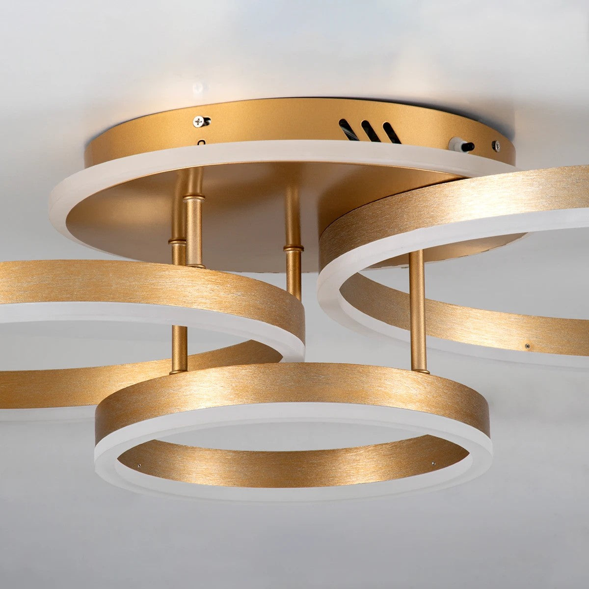 kelvo® VENOM KLV-101-0186 Φωτιστικό Οροφής LED 100W 10000lm 360° AC 220-240V IP20 Ρυθμιζόμενο Λευκό CCT με Χειριστήριο από 2700K έως 6000K Dimmable - Lumileds SMD Chip - Χρυσό Πλατίνα - Μ70 x Π40 x Υ16cm - 3 Χρόνια Εγγύηση - ledmania.gr