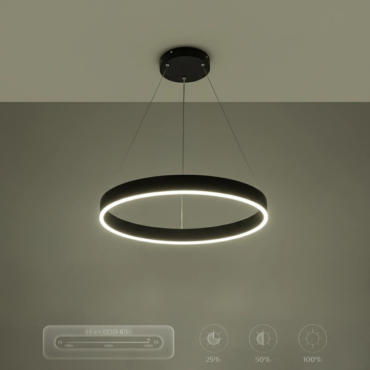 kelvo® VENOM KLV-101-0187 Κρεμαστό Φωτιστικό Οροφής LED 45W 4500lm 120° AC 220-240V IP20 Ρυθμιζόμενο Λευκό CCT με Χειριστήριο από 2700K έως 6000K Dimmable - Lumileds SMD Chip - Μαύρο Ματ - Μ60 x Π60 x Υ6.5cm - 3 Χρόνια Εγγύηση - ledmania.gr