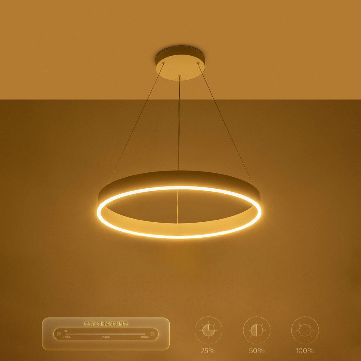 kelvo® VENOM KLV-101-0188 Κρεμαστό Φωτιστικό Οροφής LED 45W 4500lm 120° AC 220-240V IP20 Ρυθμιζόμενο Λευκό CCT με Χειριστήριο από 2700K έως 6000K Dimmable - Lumileds SMD Chip - Λευκό Ματ - Μ60 x Π60 x Υ6.5cm - 3 Χρόνια Εγγύηση - ledmania.gr