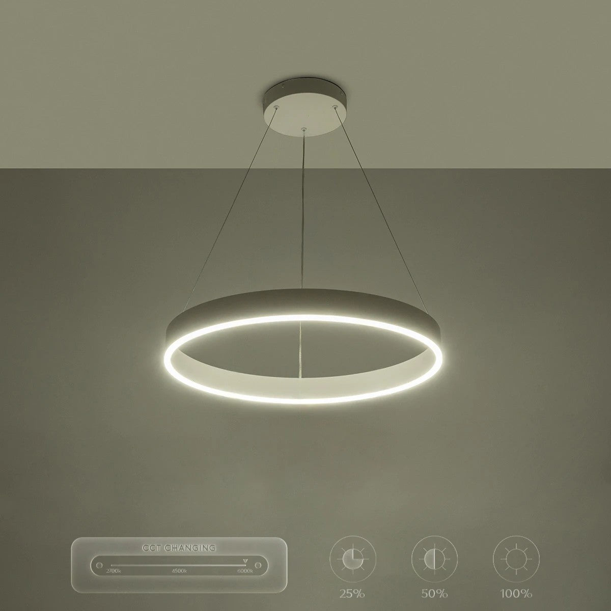kelvo® VENOM KLV-101-0188 Κρεμαστό Φωτιστικό Οροφής LED 45W 4500lm 120° AC 220-240V IP20 Ρυθμιζόμενο Λευκό CCT με Χειριστήριο από 2700K έως 6000K Dimmable - Lumileds SMD Chip - Λευκό Ματ - Μ60 x Π60 x Υ6.5cm - 3 Χρόνια Εγγύηση - ledmania.gr