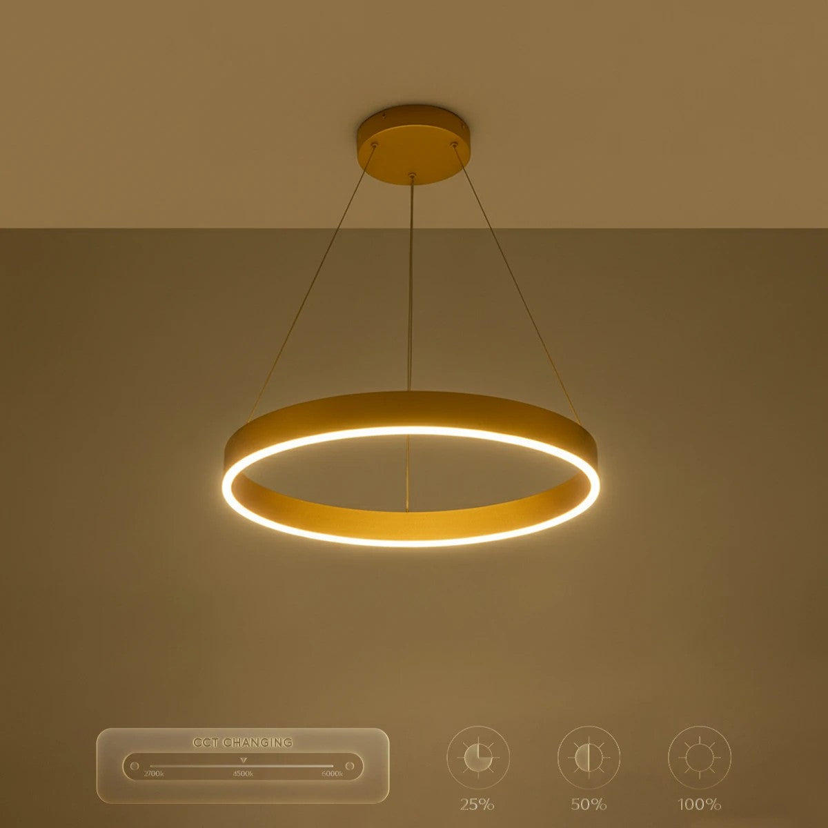 kelvo® VENOM KLV-101-0189 Κρεμαστό Φωτιστικό Οροφής LED 45W 4500lm 120° AC 220-240V IP20 Ρυθμιζόμενο Λευκό CCT με Χειριστήριο από 2700K έως 6000K Dimmable - Lumileds SMD Chip - Χρυσό Πλατίνα - Μ60 x Π60 x Υ6.5cm - 3 Χρόνια Εγγύηση - ledmania.gr