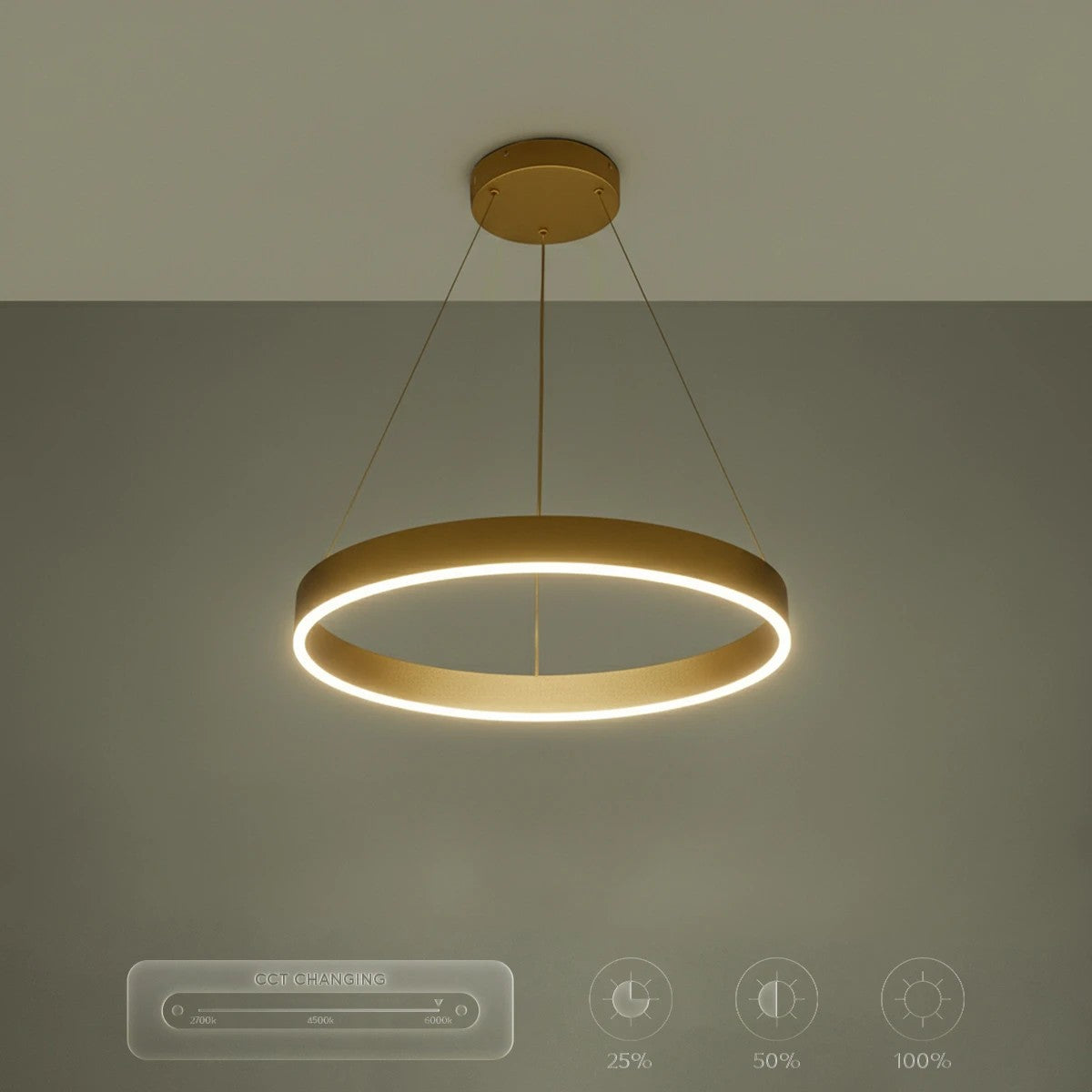 kelvo® VENOM KLV-101-0189 Κρεμαστό Φωτιστικό Οροφής LED 45W 4500lm 120° AC 220-240V IP20 Ρυθμιζόμενο Λευκό CCT με Χειριστήριο από 2700K έως 6000K Dimmable - Lumileds SMD Chip - Χρυσό Πλατίνα - Μ60 x Π60 x Υ6.5cm - 3 Χρόνια Εγγύηση - ledmania.gr