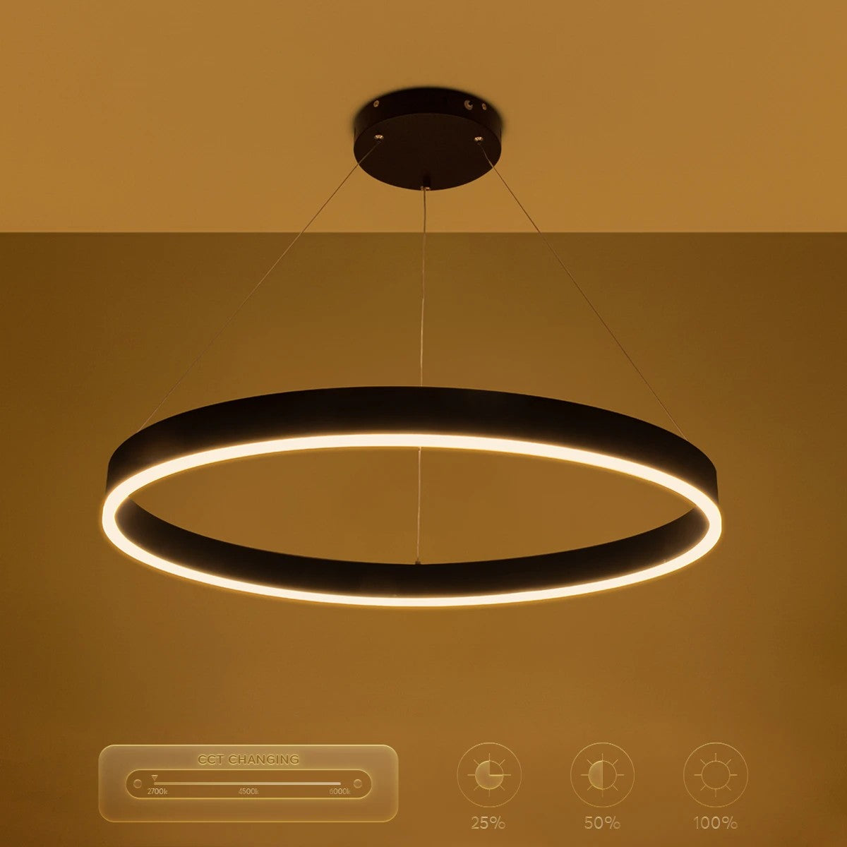 kelvo® VENOM KLV-101-0190 Κρεμαστό Φωτιστικό Οροφής LED 67W 6700lm 120° AC 220-240V IP20 Ρυθμιζόμενο Λευκό CCT με Χειριστήριο από 2700K έως 6000K Dimmable - Lumileds SMD Chip - Μαύρο Ματ - Μ80 x Π80 x Υ6.5cm - 3 Χρόνια Εγγύηση - ledmania.gr
