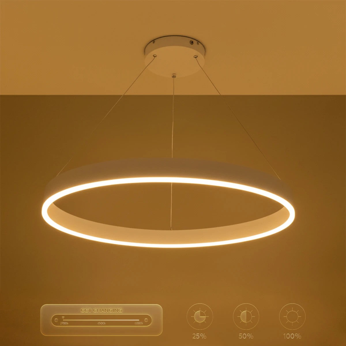 kelvo® VENOM KLV-101-0191 Κρεμαστό Φωτιστικό Οροφής LED 67W 6700lm 120° AC 220-240V IP20 Ρυθμιζόμενο Λευκό CCT με Χειριστήριο από 2700K έως 6000K Dimmable - Lumileds SMD Chip - Λευκό Ματ - Μ80 x Π80 x Υ6.5cm - 3 Χρόνια Εγγύηση - ledmania.gr