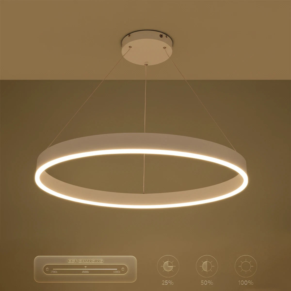 kelvo® VENOM KLV-101-0191 Κρεμαστό Φωτιστικό Οροφής LED 67W 6700lm 120° AC 220-240V IP20 Ρυθμιζόμενο Λευκό CCT με Χειριστήριο από 2700K έως 6000K Dimmable - Lumileds SMD Chip - Λευκό Ματ - Μ80 x Π80 x Υ6.5cm - 3 Χρόνια Εγγύηση - ledmania.gr