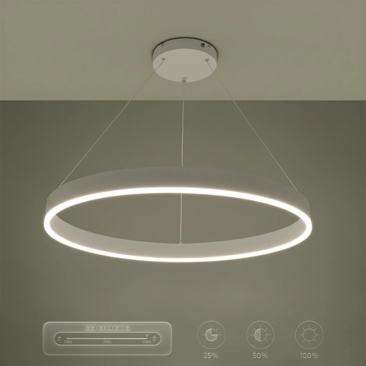 kelvo® VENOM KLV-101-0191 Κρεμαστό Φωτιστικό Οροφής LED 67W 6700lm 120° AC 220-240V IP20 Ρυθμιζόμενο Λευκό CCT με Χειριστήριο από 2700K έως 6000K Dimmable - Lumileds SMD Chip - Λευκό Ματ - Μ80 x Π80 x Υ6.5cm - 3 Χρόνια Εγγύηση - ledmania.gr
