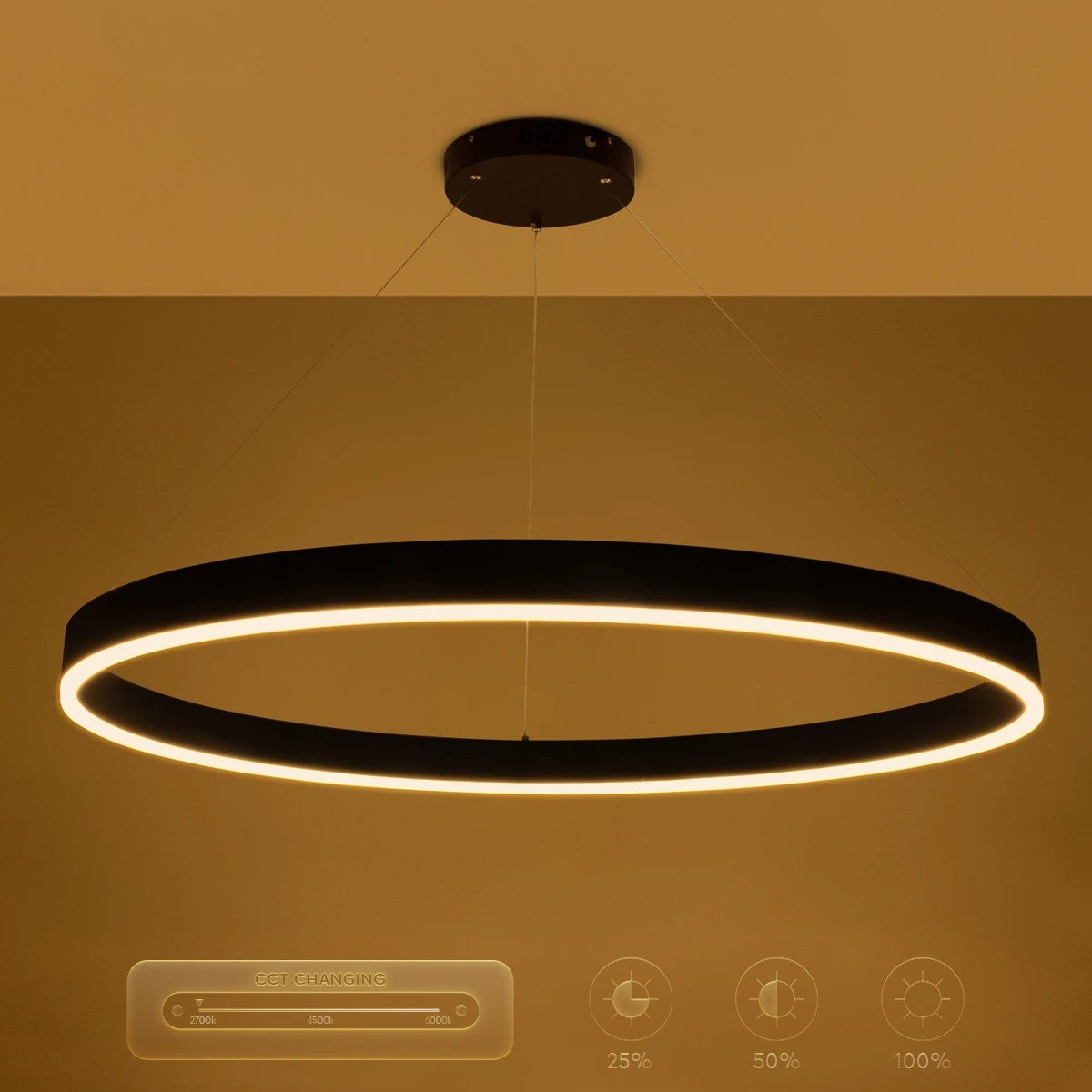 kelvo® VENOM KLV-101-0193 Κρεμαστό Φωτιστικό Οροφής LED 75W 7500lm 120° AC 220-240V IP20 Ρυθμιζόμενο Λευκό CCT με Χειριστήριο από 2700K έως 6000K Dimmable - Lumileds SMD Chip - Μαύρο Ματ - Μ100 x Π100 x Υ6.5cm - 3 Χρόνια Εγγύηση - ledmania.gr