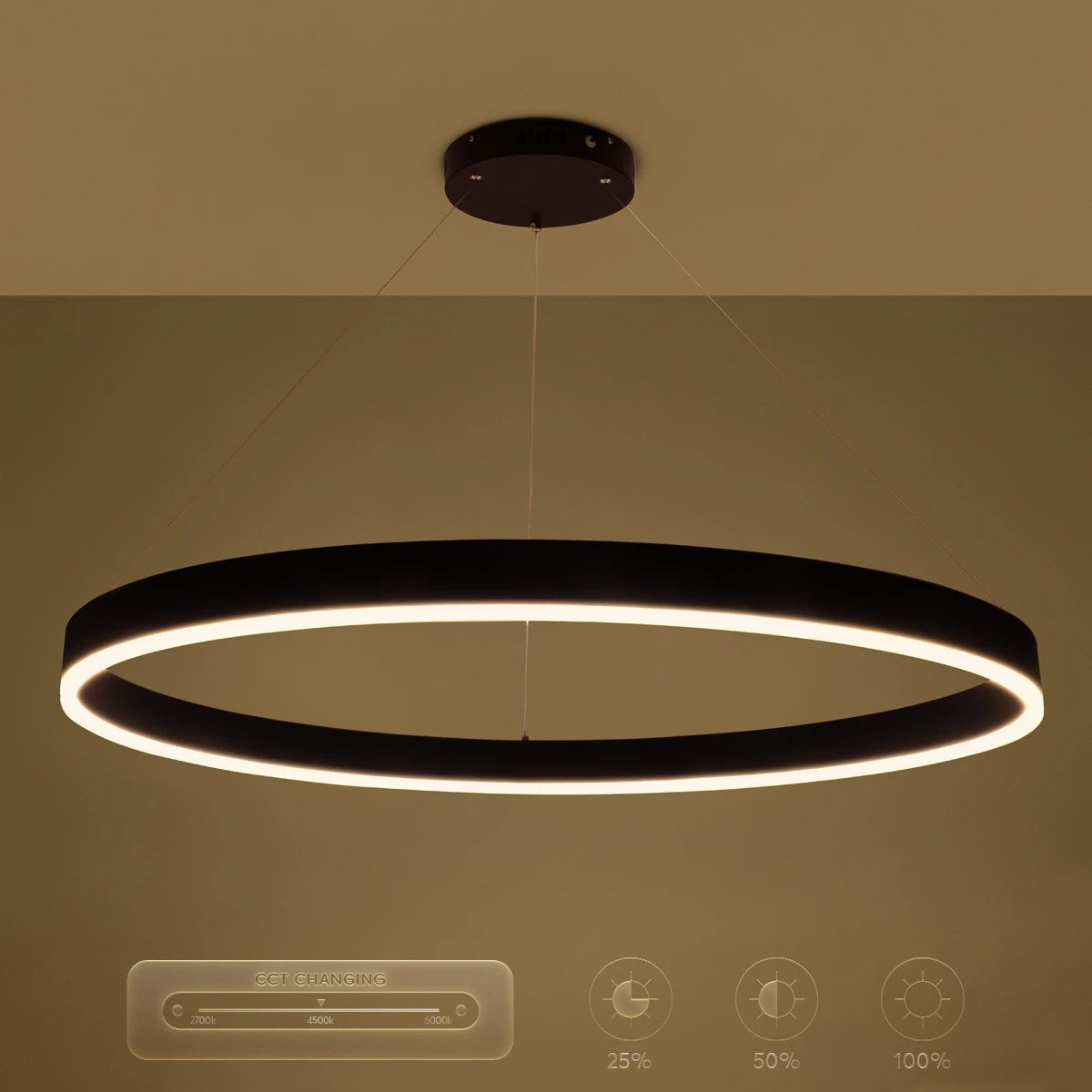 kelvo® VENOM KLV-101-0193 Κρεμαστό Φωτιστικό Οροφής LED 75W 7500lm 120° AC 220-240V IP20 Ρυθμιζόμενο Λευκό CCT με Χειριστήριο από 2700K έως 6000K Dimmable - Lumileds SMD Chip - Μαύρο Ματ - Μ100 x Π100 x Υ6.5cm - 3 Χρόνια Εγγύηση - ledmania.gr