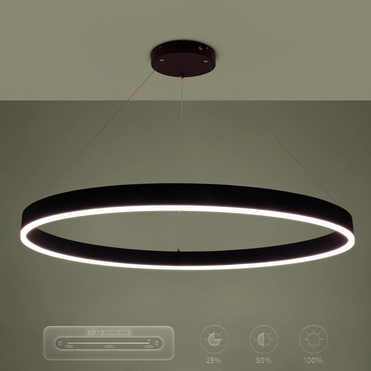 kelvo® VENOM KLV-101-0193 Κρεμαστό Φωτιστικό Οροφής LED 75W 7500lm 120° AC 220-240V IP20 Ρυθμιζόμενο Λευκό CCT με Χειριστήριο από 2700K έως 6000K Dimmable - Lumileds SMD Chip - Μαύρο Ματ - Μ100 x Π100 x Υ6.5cm - 3 Χρόνια Εγγύηση - ledmania.gr