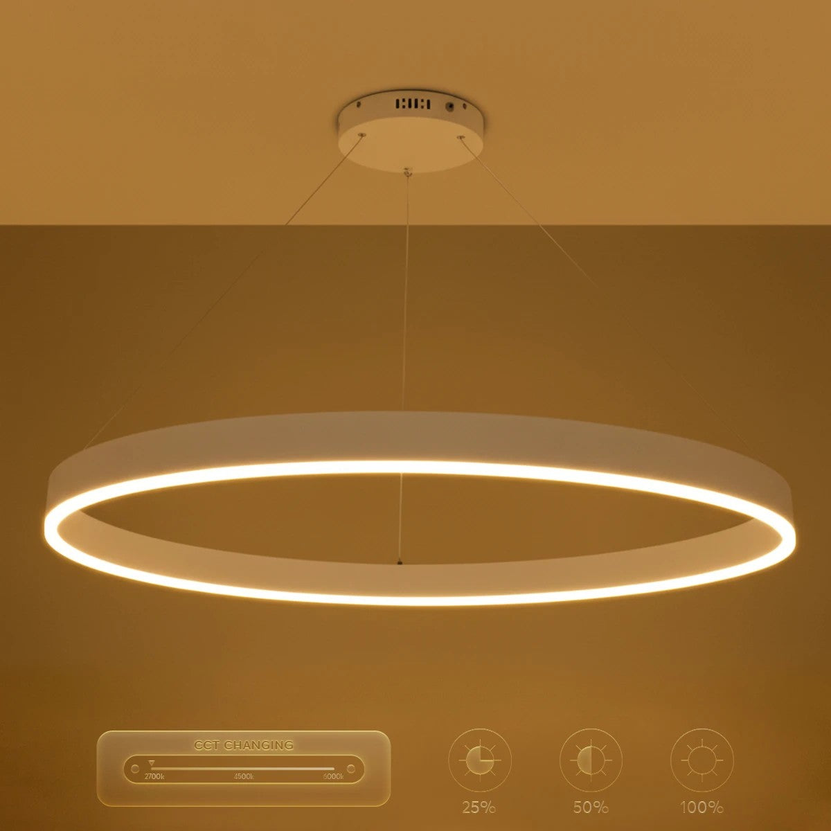 kelvo® VENOM KLV-101-0194 Κρεμαστό Φωτιστικό Οροφής LED 75W 7500lm 120° AC 220-240V IP20 Ρυθμιζόμενο Λευκό CCT με Χειριστήριο από 2700K έως 6000K Dimmable - Lumileds SMD Chip - Λευκό Ματ - Μ100 x Π100 x Υ6.5cm - 3 Χρόνια Εγγύηση - ledmania.gr