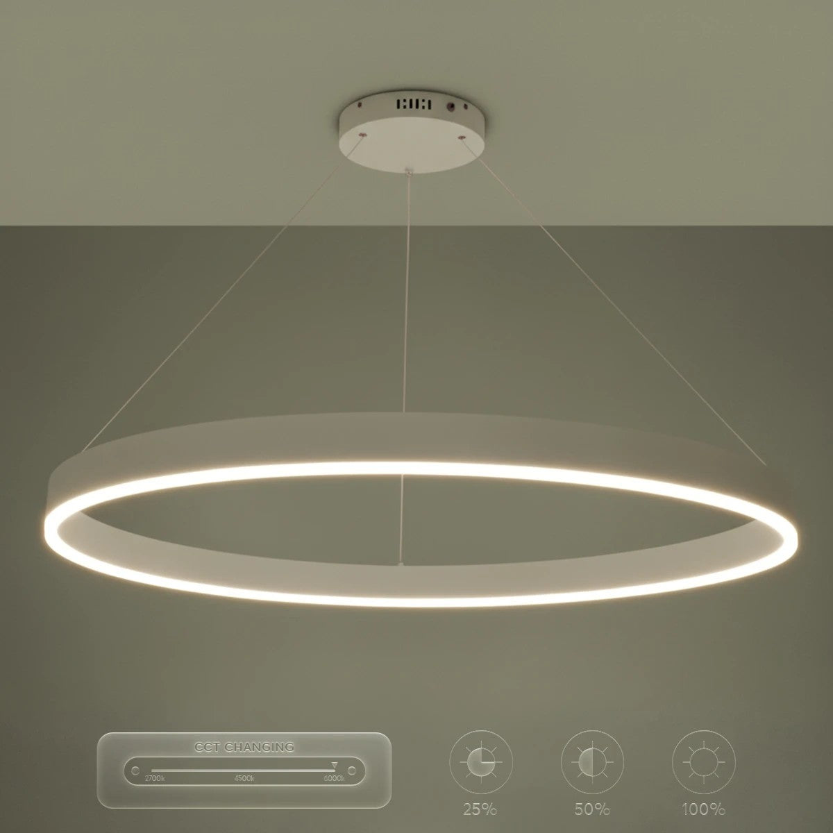 kelvo® VENOM KLV-101-0194 Κρεμαστό Φωτιστικό Οροφής LED 75W 7500lm 120° AC 220-240V IP20 Ρυθμιζόμενο Λευκό CCT με Χειριστήριο από 2700K έως 6000K Dimmable - Lumileds SMD Chip - Λευκό Ματ - Μ100 x Π100 x Υ6.5cm - 3 Χρόνια Εγγύηση - ledmania.gr