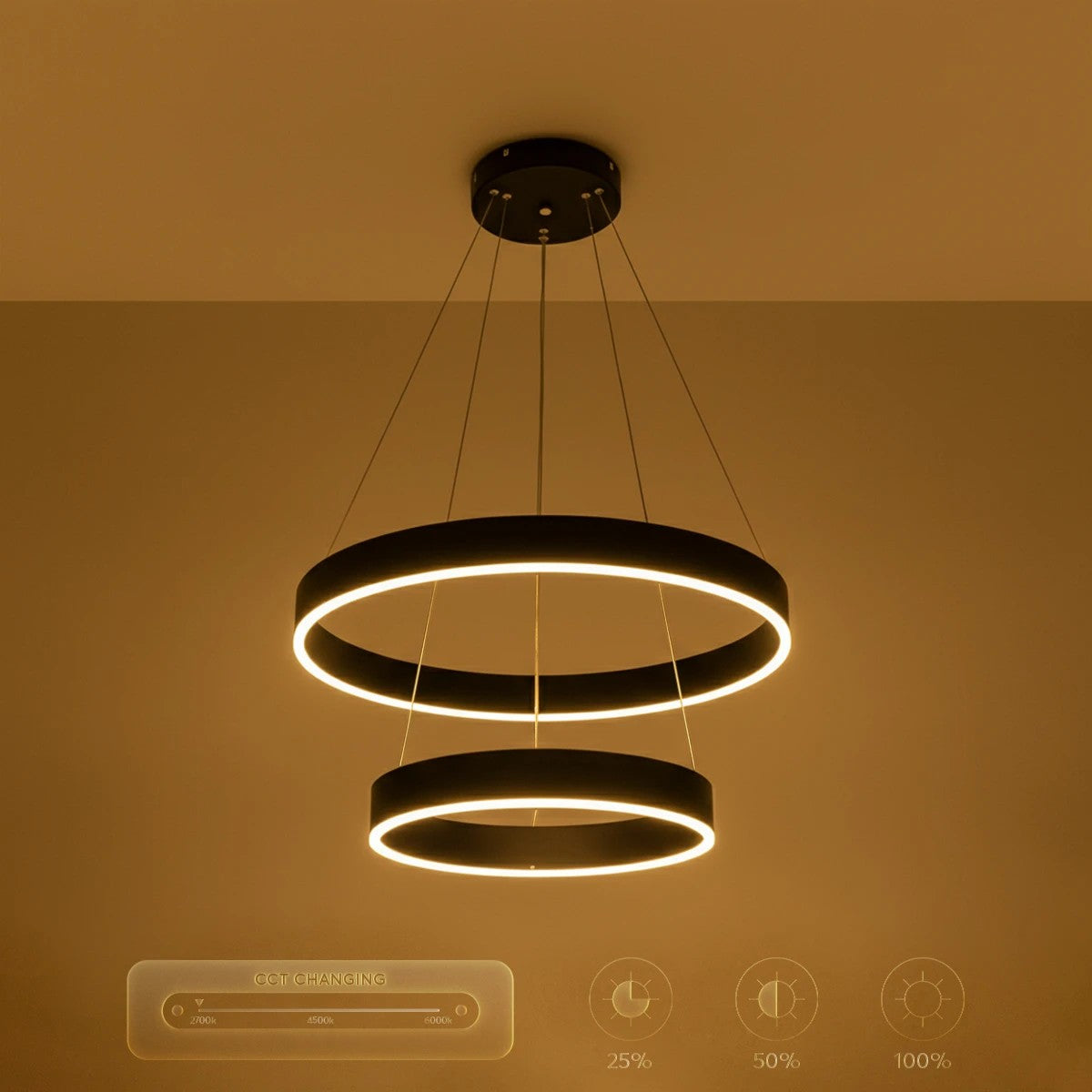 kelvo® VENOM KLV-101-0196 Κρεμαστό Φωτιστικό Οροφής LED 75W 7500lm 120° AC 220-240V IP20 Ρυθμιζόμενο Λευκό CCT με Χειριστήριο από 2700K έως 6000K Dimmable - Lumileds SMD Chip - Μαύρο Ματ - Μ60 x Π60 x Υ40cm - 3 Χρόνια Εγγύηση - ledmania.gr