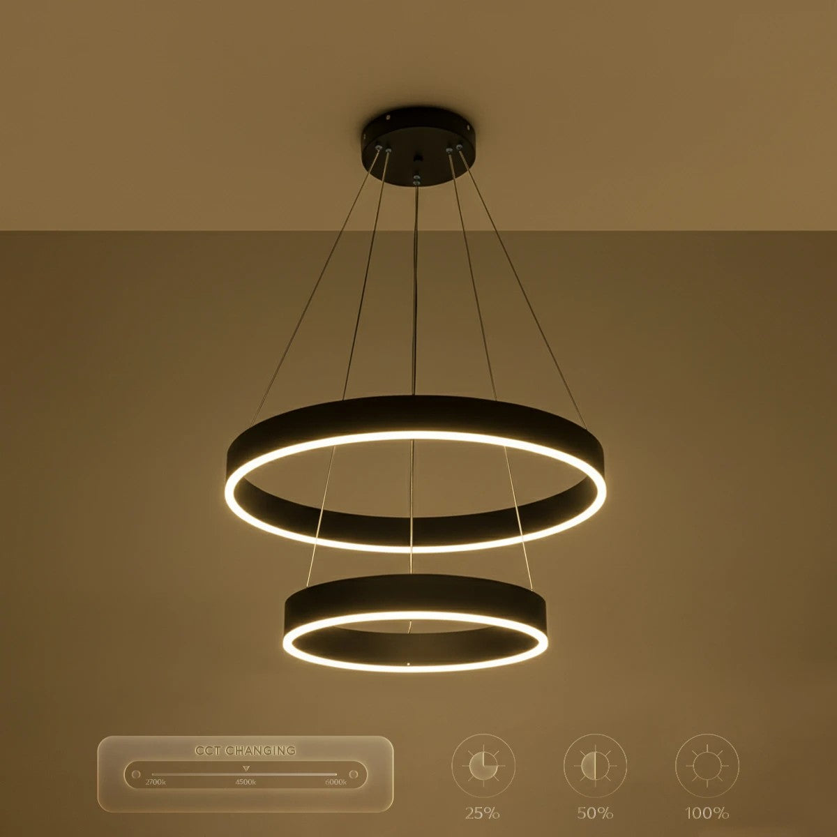 kelvo® VENOM KLV-101-0196-V2 Κρεμαστό Φωτιστικό Οροφής LED 75W 7500lm 120° AC 220-240V IP20 Ρυθμιζόμενο Λευκό CCT με Χειριστήριο από 2700K έως 6000K Dimmable - Lumileds SMD Chip - Μαύρο Ματ - Μ60 x Π60 x Υ40cm - 3 Χρόνια Εγγύηση - ledmania.gr
