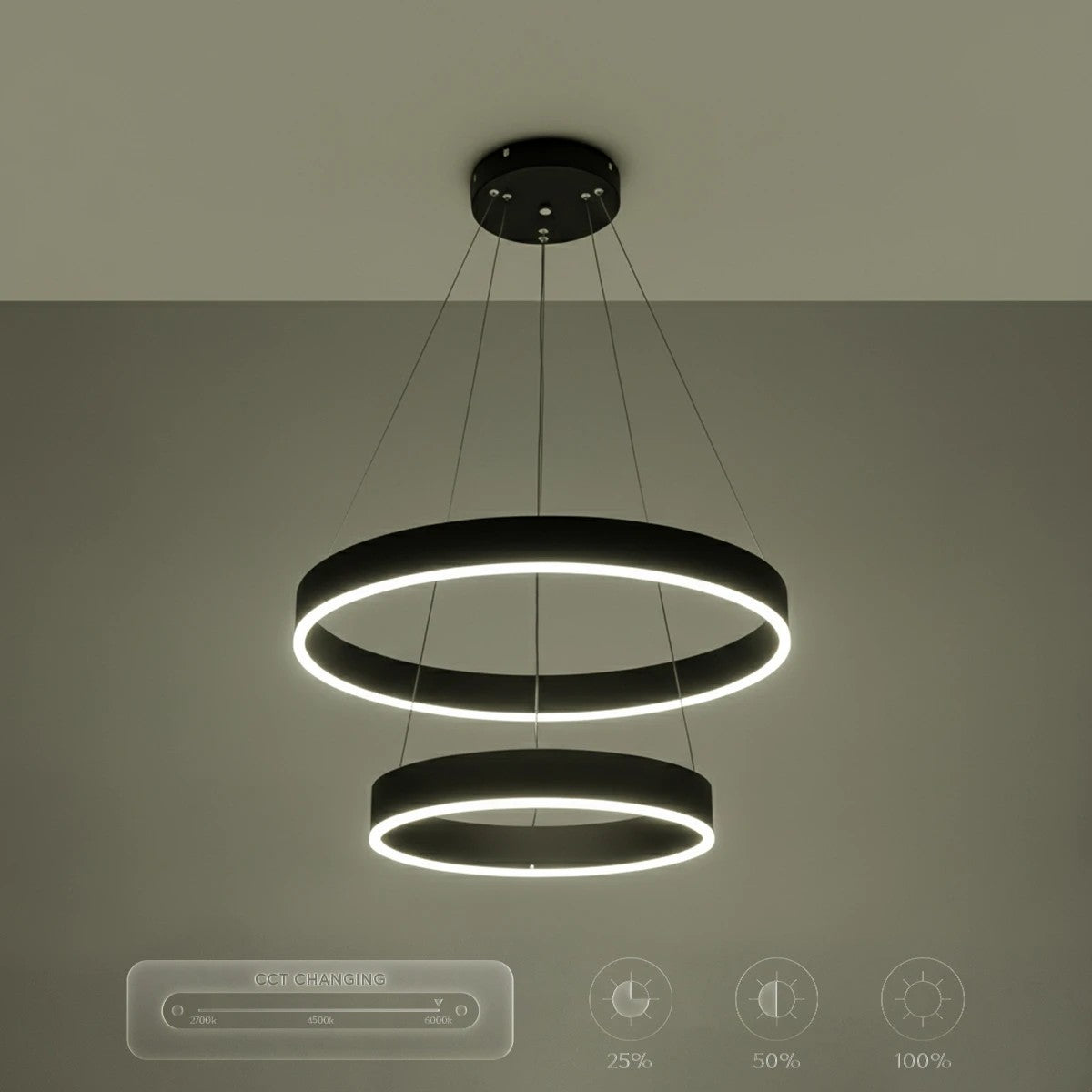 kelvo® VENOM KLV-101-0196-V2 Κρεμαστό Φωτιστικό Οροφής LED 75W 7500lm 120° AC 220-240V IP20 Ρυθμιζόμενο Λευκό CCT με Χειριστήριο από 2700K έως 6000K Dimmable - Lumileds SMD Chip - Μαύρο Ματ - Μ60 x Π60 x Υ40cm - 3 Χρόνια Εγγύηση - ledmania.gr