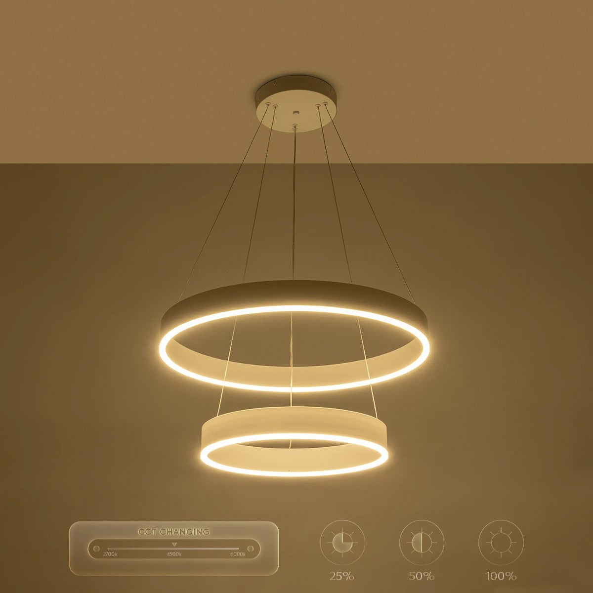 kelvo® VENOM KLV-101-0197 Κρεμαστό Φωτιστικό Οροφής LED 75W 7500lm 120° AC 220-240V IP20 Ρυθμιζόμενο Λευκό CCT με Χειριστήριο από 2700K έως 6000K Dimmable - Lumileds SMD Chip - Λευκό Ματ - Μ60 x Π60 x Υ40cm - 3 Χρόνια Εγγύηση - ledmania.gr