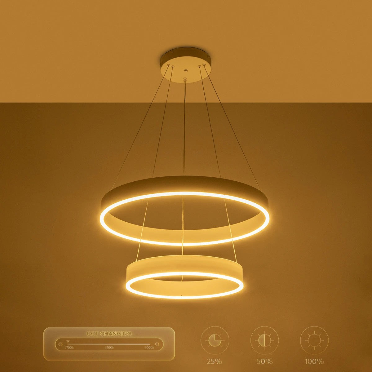 kelvo® VENOM KLV-101-0197-V2 Κρεμαστό Φωτιστικό Οροφής LED 75W 7500lm 120° AC 220-240V IP20 Ρυθμιζόμενο Λευκό CCT με Χειριστήριο από 2700K έως 6000K Dimmable - Lumileds SMD Chip - Λευκό Ματ - Μ60 x Π60 x Υ40cm - 3 Χρόνια Εγγύηση - ledmania.gr