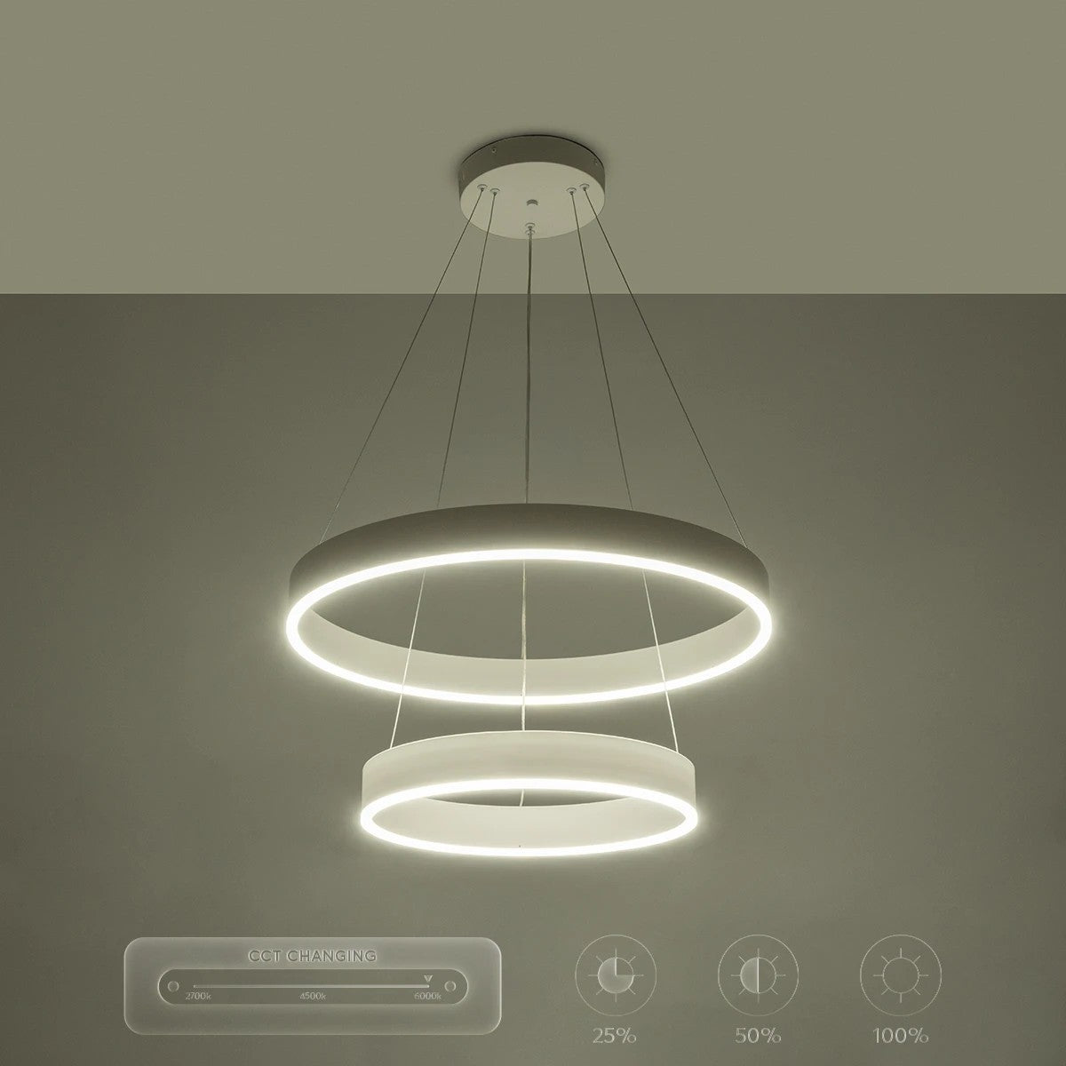 kelvo® VENOM KLV-101-0197-V2 Κρεμαστό Φωτιστικό Οροφής LED 75W 7500lm 120° AC 220-240V IP20 Ρυθμιζόμενο Λευκό CCT με Χειριστήριο από 2700K έως 6000K Dimmable - Lumileds SMD Chip - Λευκό Ματ - Μ60 x Π60 x Υ40cm - 3 Χρόνια Εγγύηση - ledmania.gr