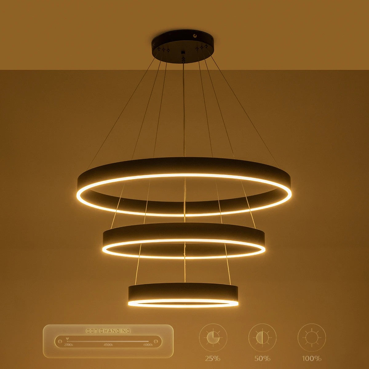 kelvo® VENOM KLV-101-0199 Κρεμαστό Φωτιστικό Οροφής LED 120W 12000lm 120° AC 220-240V IP20 Ρυθμιζόμενο Λευκό CCT με Χειριστήριο από 2700K έως 6000K Dimmable - Lumileds SMD Chip - Μαύρο Ματ - Μ80 x Π80 x Υ80cm - 3 Χρόνια Εγγύηση - ledmania.gr