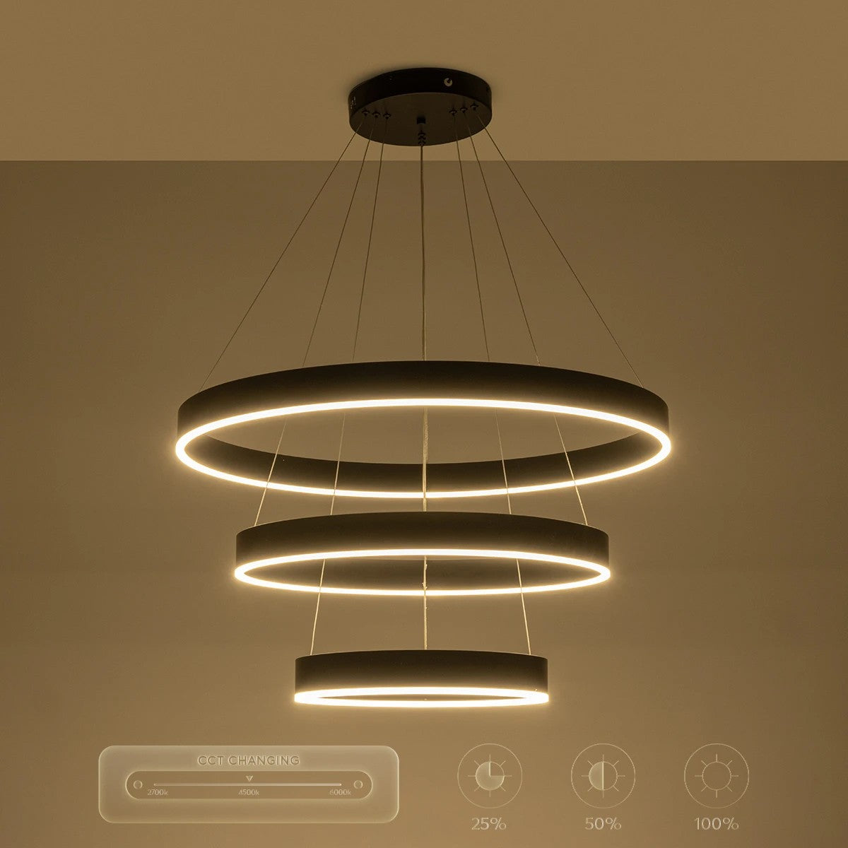 kelvo® VENOM KLV-101-0199-V2 Κρεμαστό Φωτιστικό Οροφής LED 120W 12000lm 120° AC 220-240V IP20 Ρυθμιζόμενο Λευκό CCT με Χειριστήριο από 2700K έως 6000K Dimmable - Lumileds SMD Chip - Μαύρο Ματ - Μ80 x Π80 x Υ80cm - 3 Χρόνια Εγγύηση - ledmania.gr