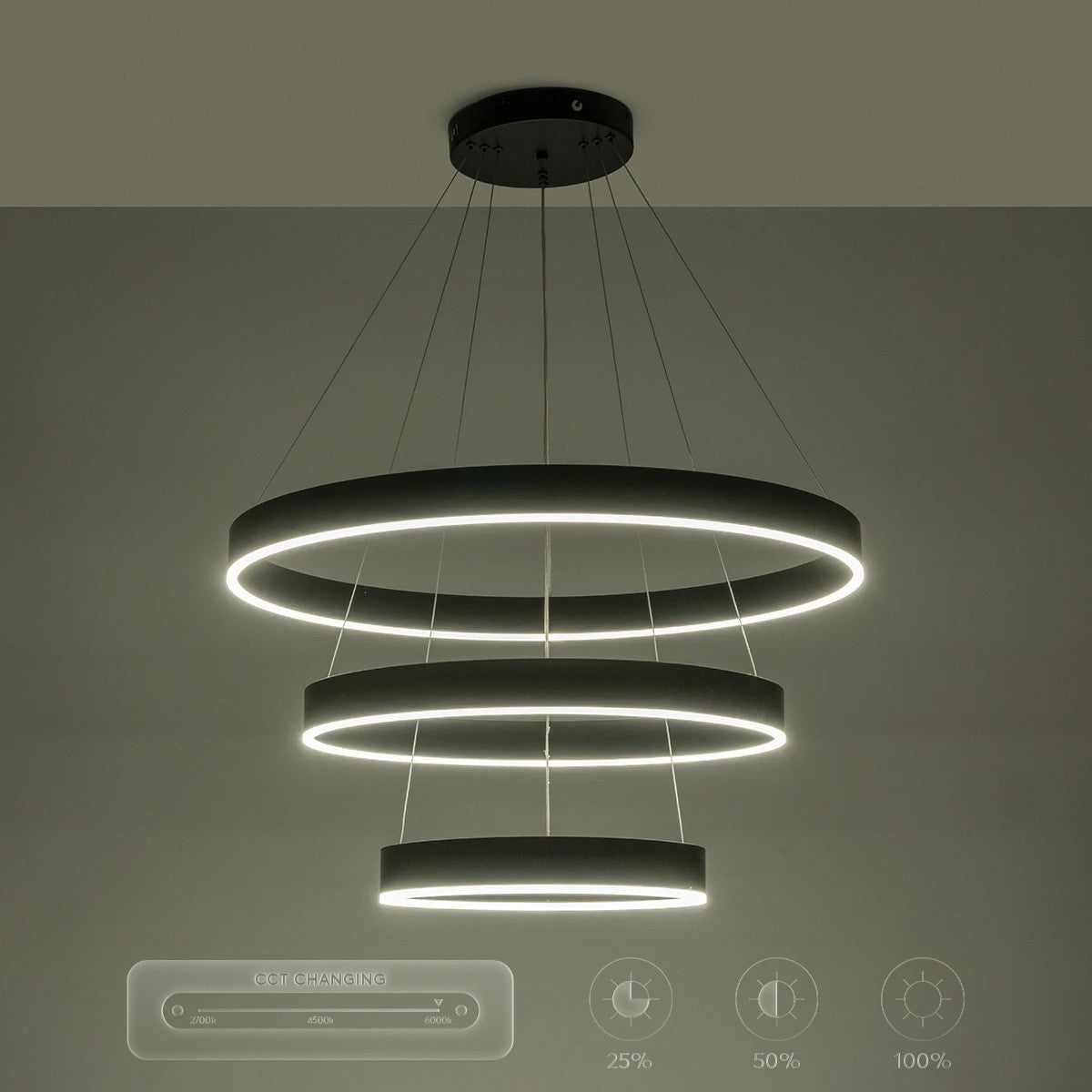 kelvo® VENOM KLV-101-0199-V2 Κρεμαστό Φωτιστικό Οροφής LED 120W 12000lm 120° AC 220-240V IP20 Ρυθμιζόμενο Λευκό CCT με Χειριστήριο από 2700K έως 6000K Dimmable - Lumileds SMD Chip - Μαύρο Ματ - Μ80 x Π80 x Υ80cm - 3 Χρόνια Εγγύηση - ledmania.gr