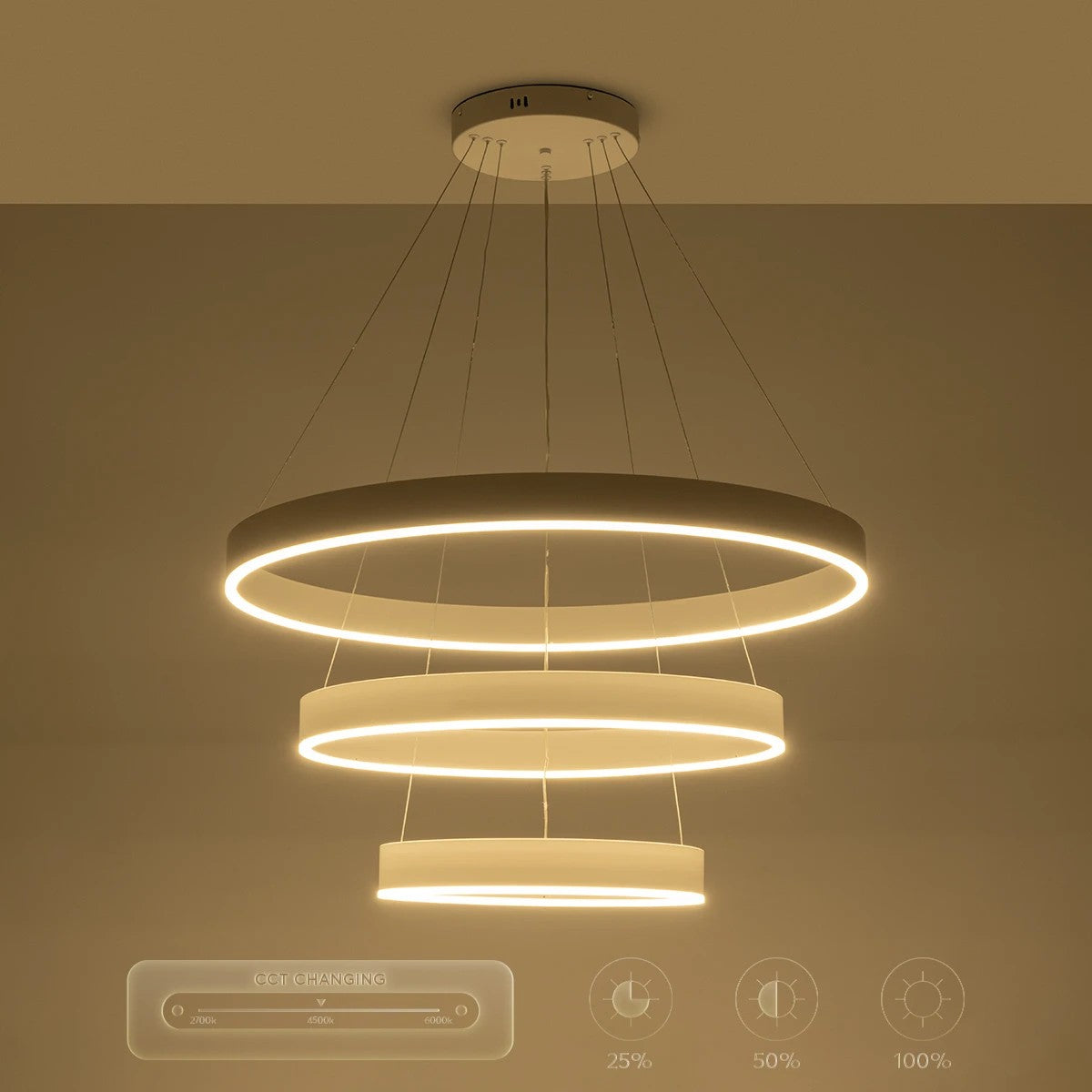 kelvo® VENOM KLV-101-0200-V2 Κρεμαστό Φωτιστικό Οροφής LED 120W 12000lm 120° AC 220-240V IP20 Ρυθμιζόμενο Λευκό CCT με Χειριστήριο από 2700K έως 6000K Dimmable - Lumileds SMD Chip - Λευκό Ματ - Μ80 x Π80 x Υ80cm - 3 Χρόνια Εγγύηση - ledmania.gr