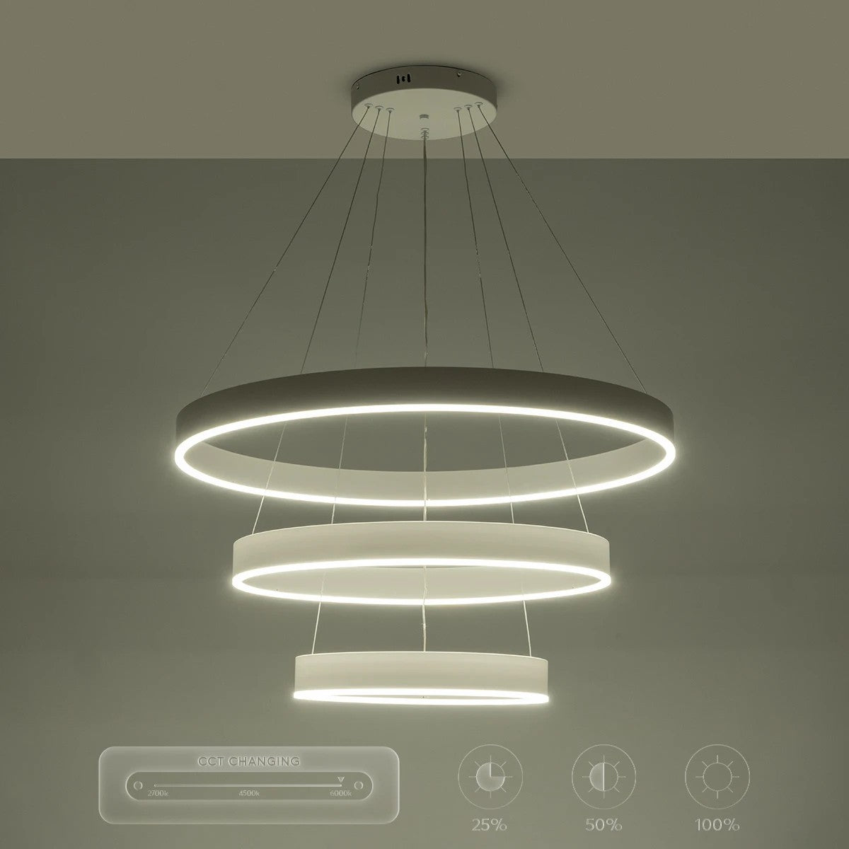 kelvo® VENOM KLV-101-0200-V2 Κρεμαστό Φωτιστικό Οροφής LED 120W 12000lm 120° AC 220-240V IP20 Ρυθμιζόμενο Λευκό CCT με Χειριστήριο από 2700K έως 6000K Dimmable - Lumileds SMD Chip - Λευκό Ματ - Μ80 x Π80 x Υ80cm - 3 Χρόνια Εγγύηση - ledmania.gr