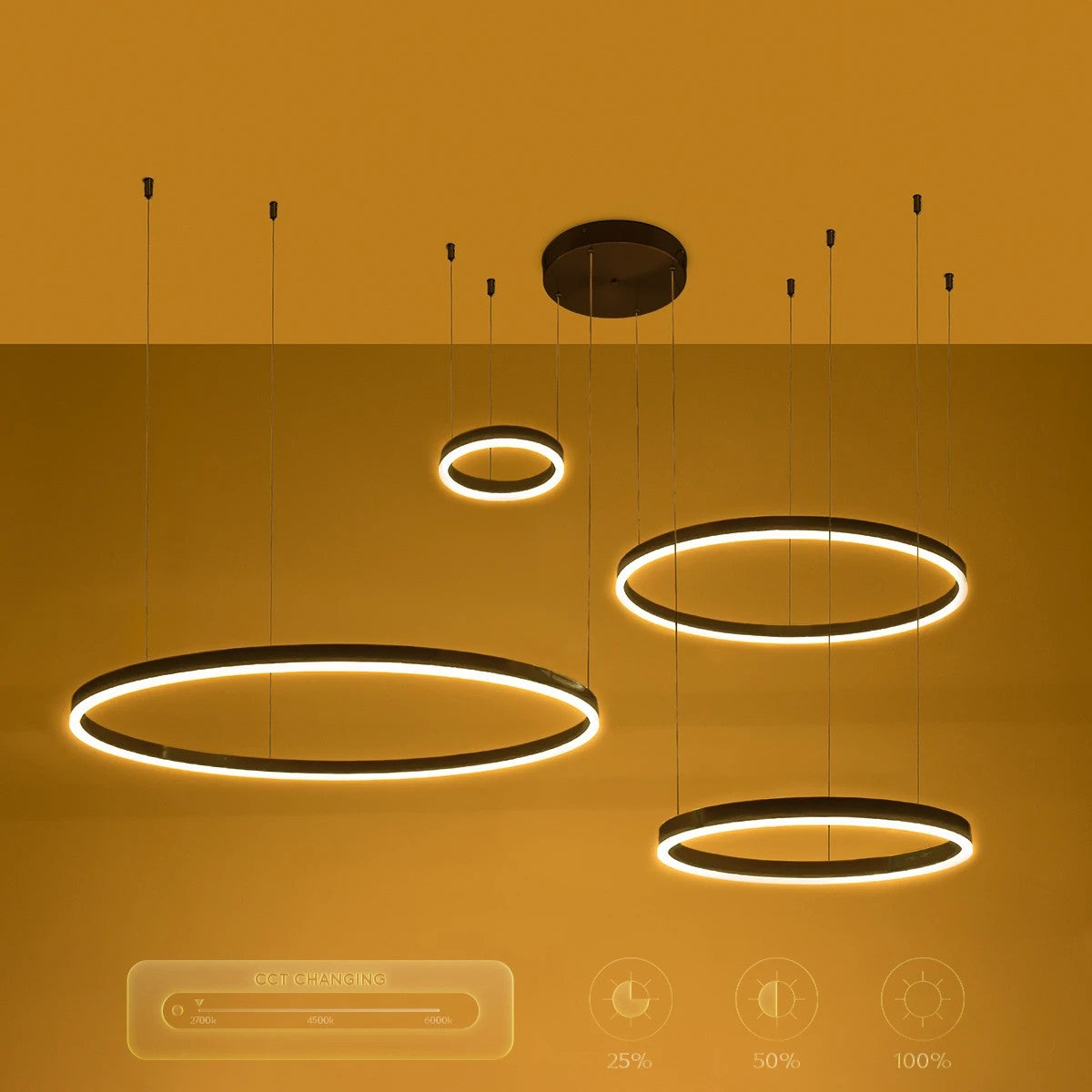 kelvo® VENOM KLV-101-0202 Κρεμαστό Φωτιστικό Οροφής LED 150W 15000lm 120° AC 220-240V IP20 Ρυθμιζόμενο Λευκό CCT με Χειριστήριο από 2700K έως 6000K Dimmable - Lumileds SMD Chip - Μαύρο Ματ - Μ150 x Π90 x Υ60cm - 3 Χρόνια Εγγύηση