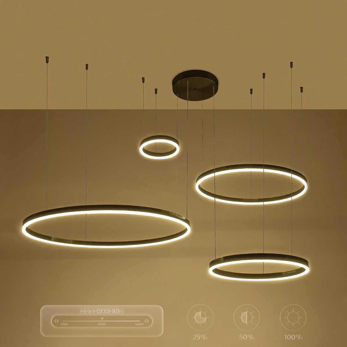 kelvo® VENOM KLV-101-0202 Κρεμαστό Φωτιστικό Οροφής LED 150W 15000lm 120° AC 220-240V IP20 Ρυθμιζόμενο Λευκό CCT με Χειριστήριο από 2700K έως 6000K Dimmable - Lumileds SMD Chip - Μαύρο Ματ - Μ150 x Π90 x Υ60cm - 3 Χρόνια Εγγύηση
