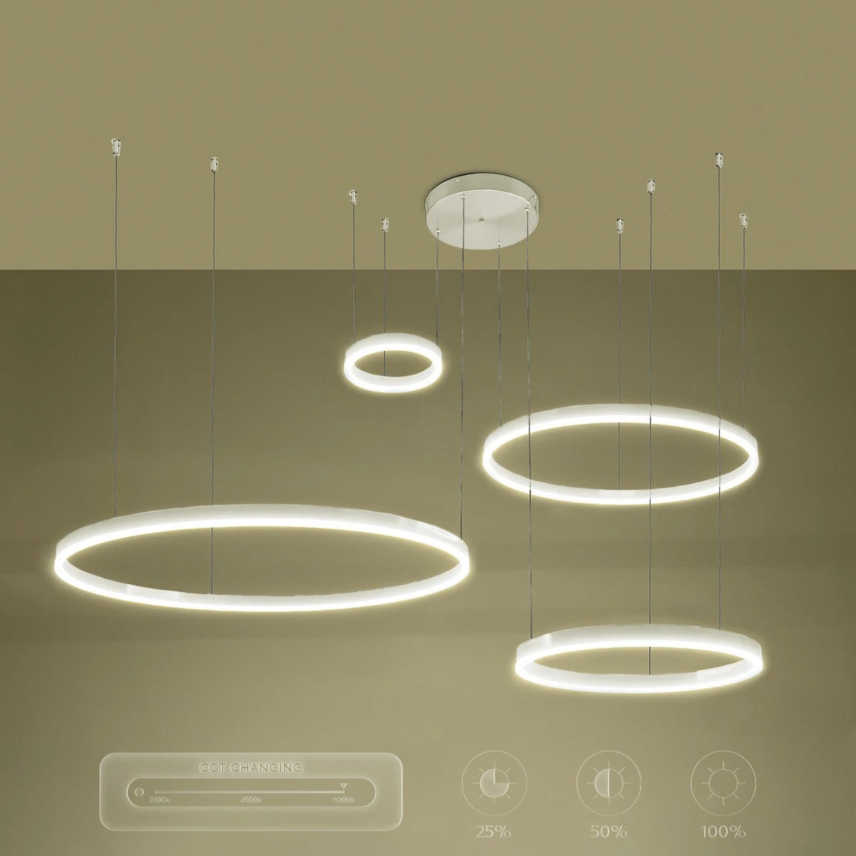 kelvo® VENOM KLV-101-0203 Κρεμαστό Φωτιστικό Οροφής LED 150W 15000lm 120° AC 220-240V IP20 Ρυθμιζόμενο Λευκό CCT με Χειριστήριο από 2700K έως 6000K Dimmable - Lumileds SMD Chip - Λευκό Ματ - Μ150 x Π90 x Υ60cm - 3 Χρόνια Εγγύηση - ledmania.gr