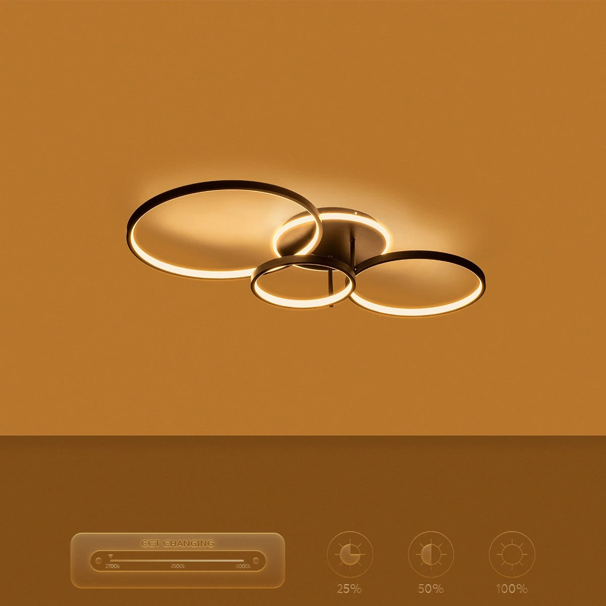 kelvo® NEMESIS KLV-101-0205 Φωτιστικό Οροφής LED 98W 9800lm 360° AC 220-240V IP20 Ρυθμιζόμενο Λευκό CCT με Χειριστήριο από 2700K έως 6000K Dimmable - Lumileds SMD Chip - Μαύρο Ματ - Μ89 x Π60 x Υ19cm - 3 Χρόνια Εγγύηση - ledmania.gr