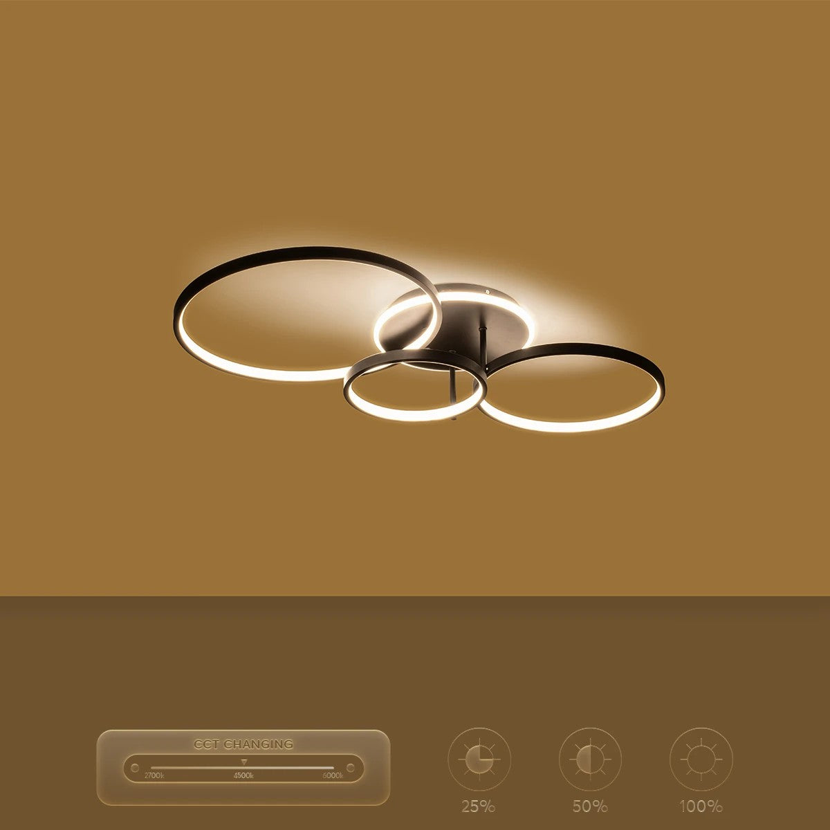 kelvo® NEMESIS KLV-101-0205 Φωτιστικό Οροφής LED 98W 9800lm 360° AC 220-240V IP20 Ρυθμιζόμενο Λευκό CCT με Χειριστήριο από 2700K έως 6000K Dimmable - Lumileds SMD Chip - Μαύρο Ματ - Μ89 x Π60 x Υ19cm - 3 Χρόνια Εγγύηση - ledmania.gr