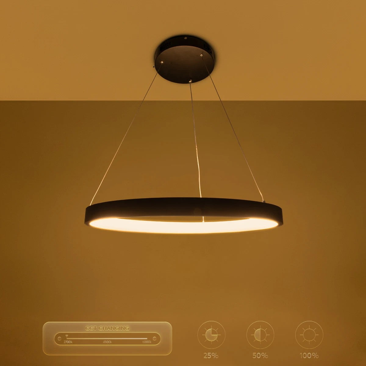 kelvo® NEMESIS KLV-101-0208 Κρεμαστό Φωτιστικό Οροφής LED 45W 4500lm 180° AC 220-240V IP20 Ρυθμιζόμενο Λευκό CCT με Χειριστήριο από 2700K έως 6000K Dimmable - Lumileds SMD Chip - Μαύρο Ματ - Μ60 x Π60 x Υ4cm - 3 Χρόνια Εγγύηση - ledmania.gr