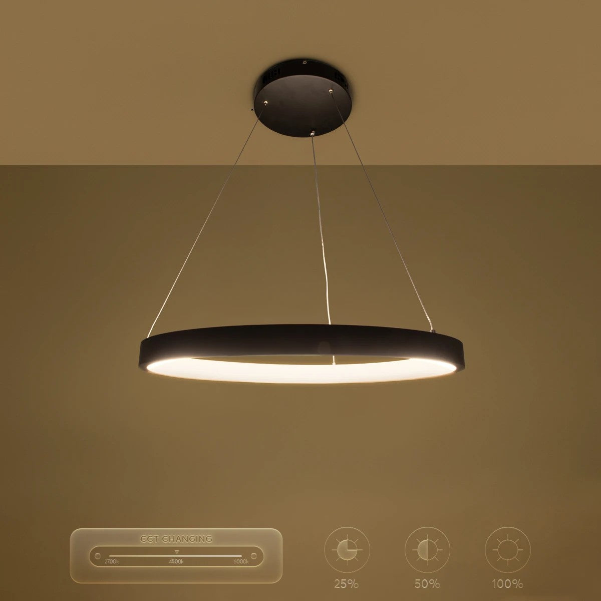 kelvo® NEMESIS KLV-101-0208 Κρεμαστό Φωτιστικό Οροφής LED 45W 4500lm 180° AC 220-240V IP20 Ρυθμιζόμενο Λευκό CCT με Χειριστήριο από 2700K έως 6000K Dimmable - Lumileds SMD Chip - Μαύρο Ματ - Μ60 x Π60 x Υ4cm - 3 Χρόνια Εγγύηση - ledmania.gr