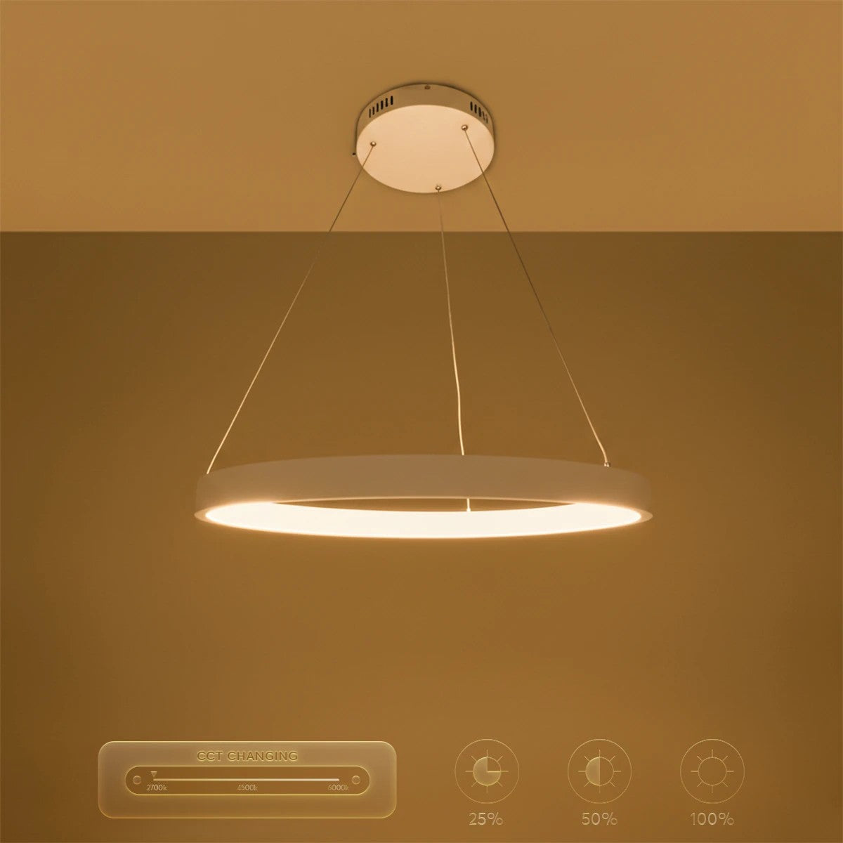 kelvo® NEMESIS KLV-101-0209 Κρεμαστό Φωτιστικό Οροφής LED 45W 4500lm 180° AC 220-240V IP20 Ρυθμιζόμενο Λευκό CCT με Χειριστήριο από 2700K έως 6000K Dimmable - Lumileds SMD Chip - Λευκό Ματ - Μ60 x Π60 x Υ4cm - 3 Χρόνια Εγγύηση - ledmania.gr