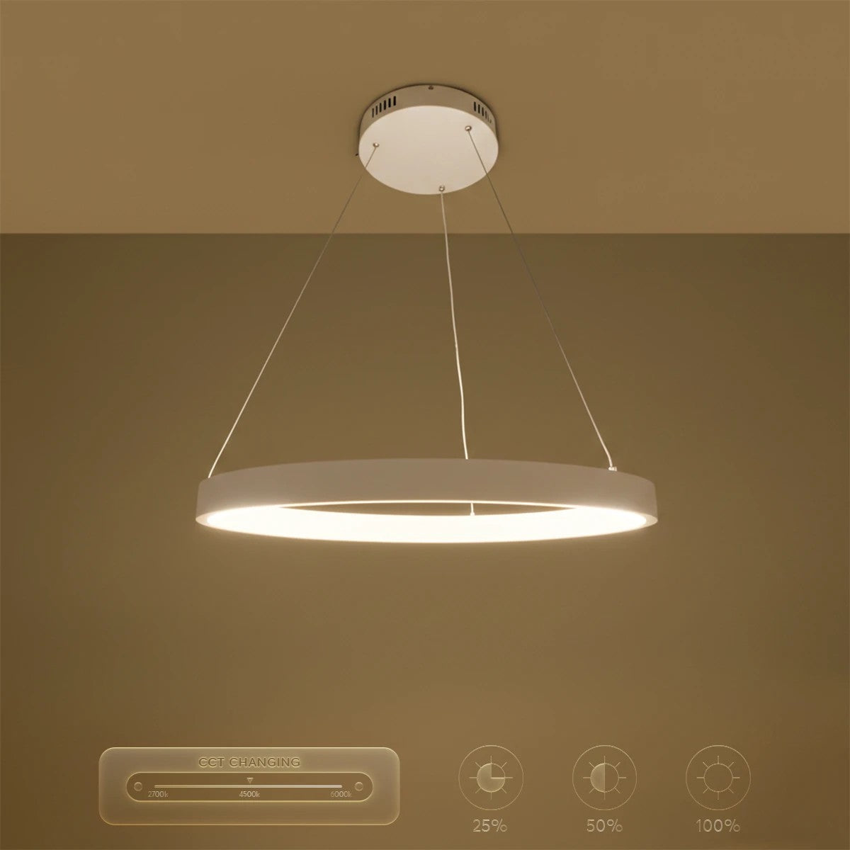kelvo® NEMESIS KLV-101-0209 Κρεμαστό Φωτιστικό Οροφής LED 45W 4500lm 180° AC 220-240V IP20 Ρυθμιζόμενο Λευκό CCT με Χειριστήριο από 2700K έως 6000K Dimmable - Lumileds SMD Chip - Λευκό Ματ - Μ60 x Π60 x Υ4cm - 3 Χρόνια Εγγύηση - ledmania.gr