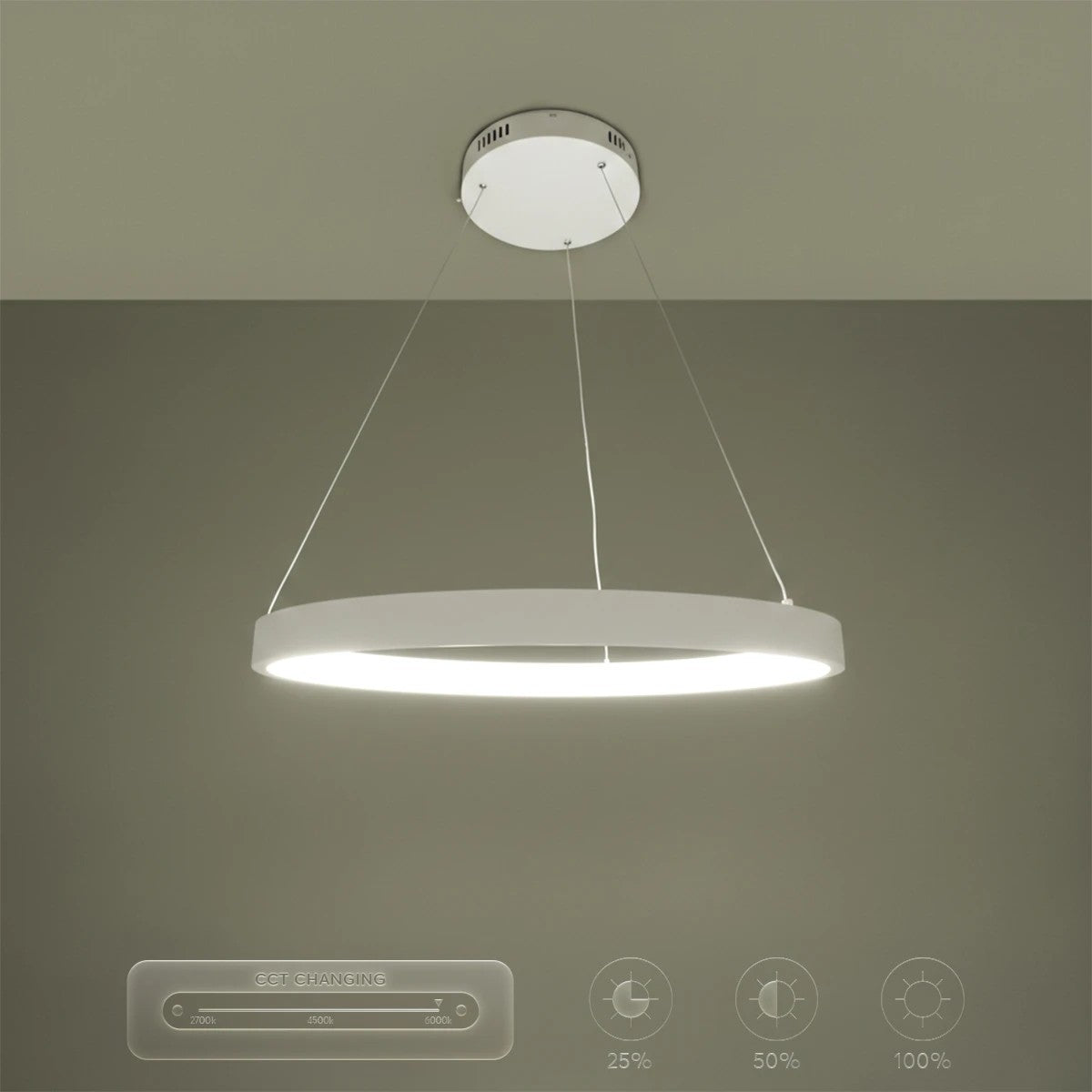 kelvo® NEMESIS KLV-101-0209 Κρεμαστό Φωτιστικό Οροφής LED 45W 4500lm 180° AC 220-240V IP20 Ρυθμιζόμενο Λευκό CCT με Χειριστήριο από 2700K έως 6000K Dimmable - Lumileds SMD Chip - Λευκό Ματ - Μ60 x Π60 x Υ4cm - 3 Χρόνια Εγγύηση - ledmania.gr