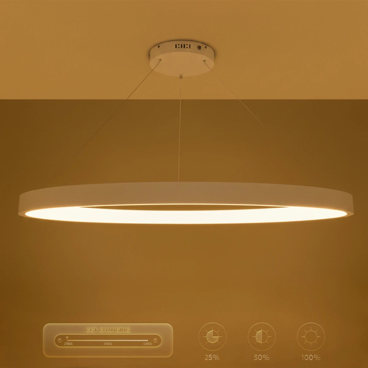 kelvo® NEMESIS KLV-101-0212 Κρεμαστό Φωτιστικό Οροφής LED 67W 6700lm 180° AC 220-240V IP20 Ρυθμιζόμενο Λευκό CCT με Χειριστήριο από 2700K έως 6000K Dimmable - Lumileds SMD Chip - Λευκό Ματ - Μ80 x Π80 x Υ4cm - 3 Χρόνια Εγγύηση - ledmania.gr