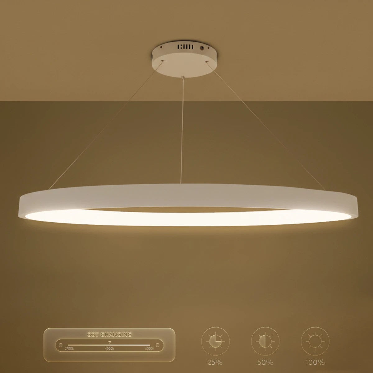 kelvo® NEMESIS KLV-101-0212 Κρεμαστό Φωτιστικό Οροφής LED 67W 6700lm 180° AC 220-240V IP20 Ρυθμιζόμενο Λευκό CCT με Χειριστήριο από 2700K έως 6000K Dimmable - Lumileds SMD Chip - Λευκό Ματ - Μ80 x Π80 x Υ4cm - 3 Χρόνια Εγγύηση - ledmania.gr