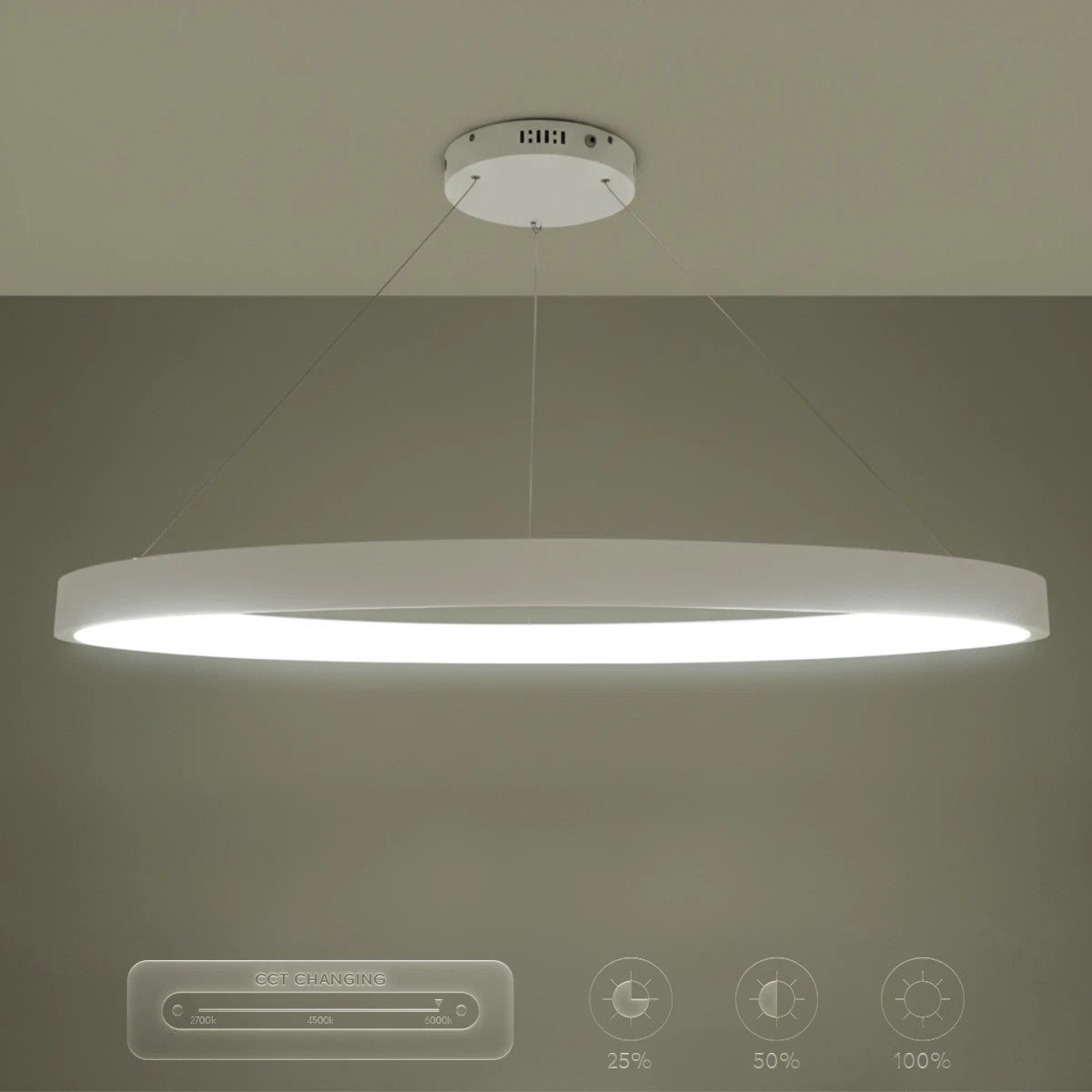kelvo® NEMESIS KLV-101-0212 Κρεμαστό Φωτιστικό Οροφής LED 67W 6700lm 180° AC 220-240V IP20 Ρυθμιζόμενο Λευκό CCT με Χειριστήριο από 2700K έως 6000K Dimmable - Lumileds SMD Chip - Λευκό Ματ - Μ80 x Π80 x Υ4cm - 3 Χρόνια Εγγύηση - ledmania.gr