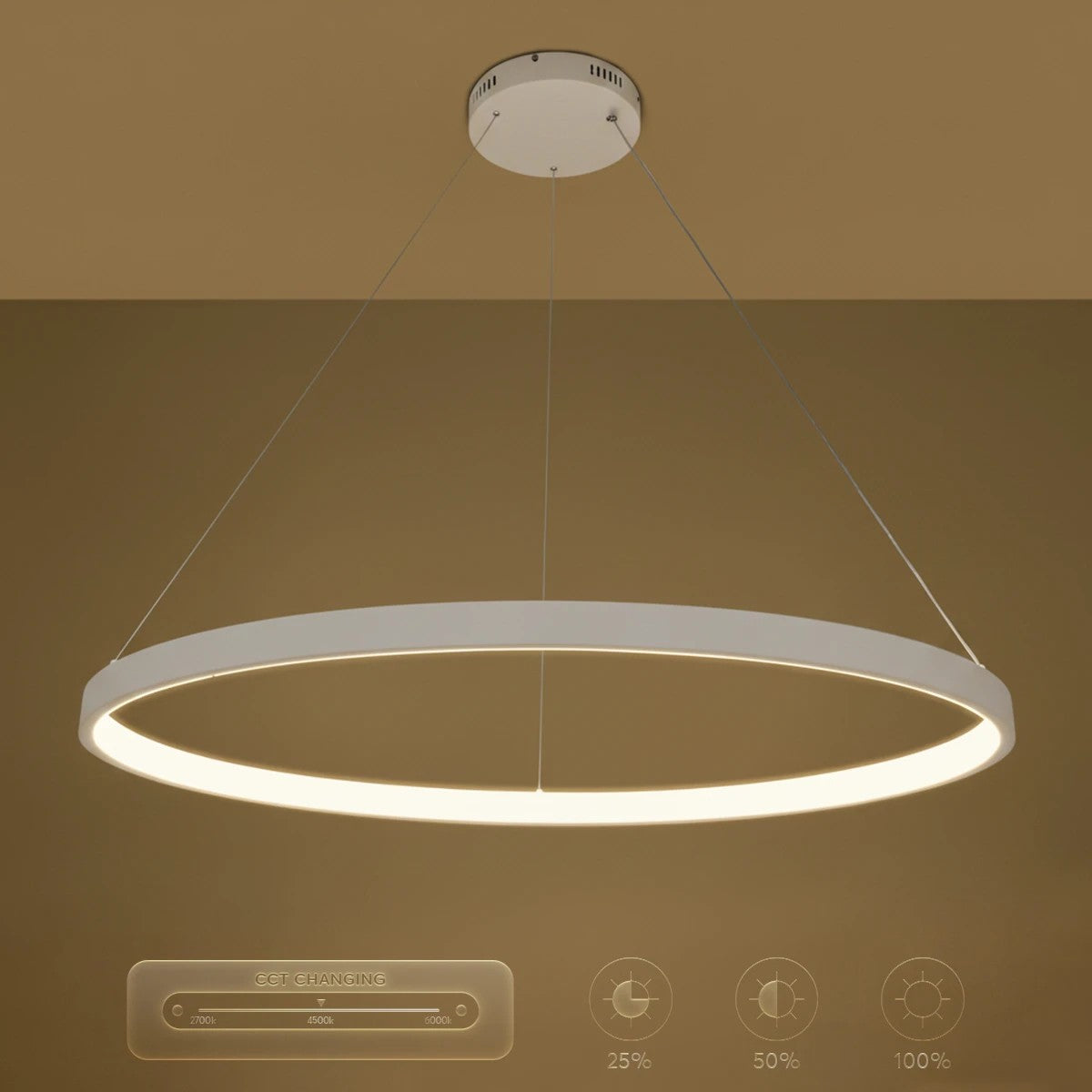 kelvo® NEMESIS KLV-101-0215 Κρεμαστό Φωτιστικό Οροφής LED 75W 7500lm 180° AC 220-240V IP20 Ρυθμιζόμενο Λευκό CCT με Χειριστήριο από 2700K έως 6000K Dimmable - Lumileds SMD Chip - Λευκό Ματ - Μ100 x Π100 x Υ4cm - 3 Χρόνια Εγγύηση - ledmania.gr