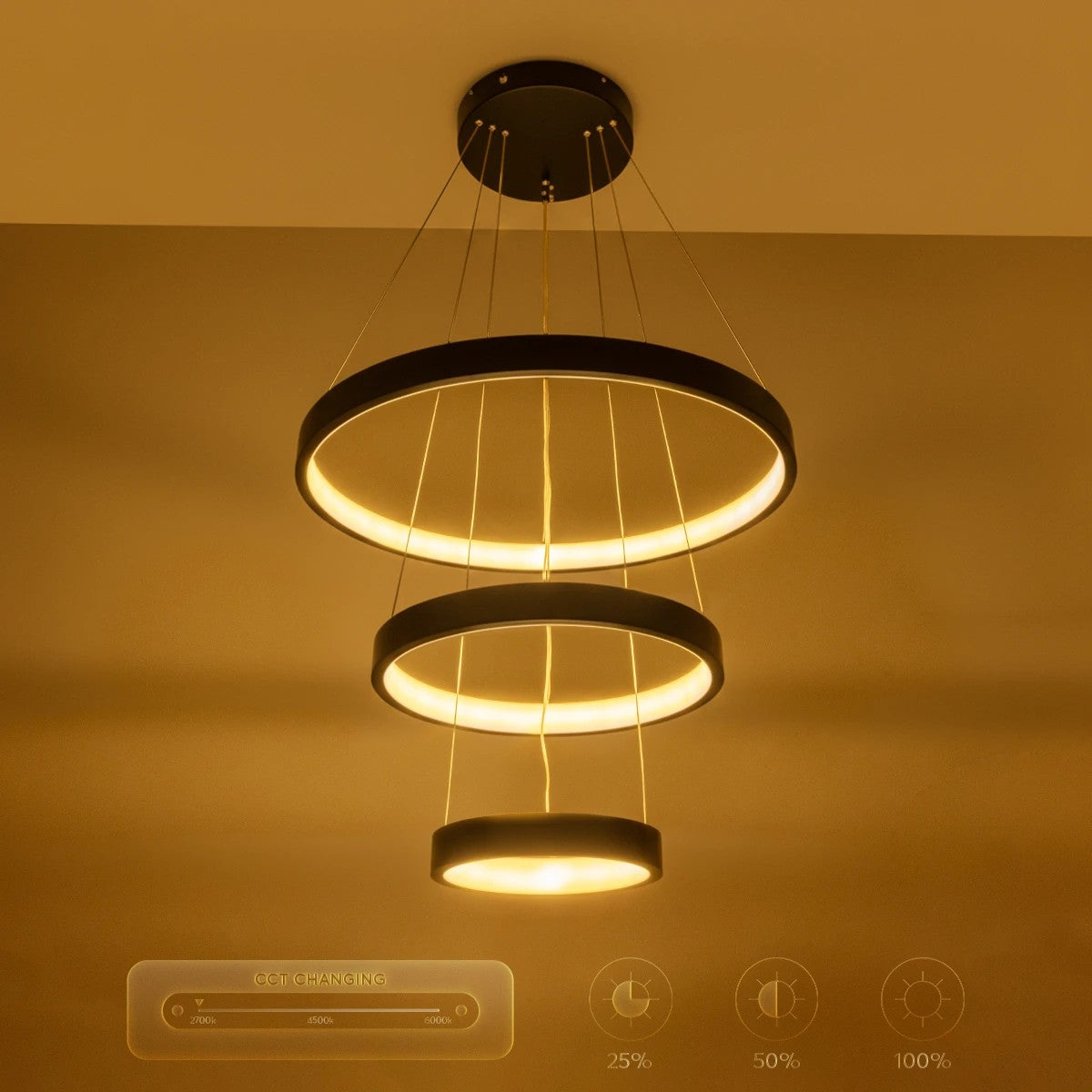kelvo® NEMESIS KLV-101-0217-V2 Κρεμαστό Φωτιστικό Οροφής LED 100W 10000lm 180° AC 220-240V IP20 Ρυθμιζόμενο Λευκό CCT με Χειριστήριο από 2700K έως 6000K Dimmable - Lumileds SMD Chip - Μαύρο Ματ - Μ60 x Π60 x Υ60cm - 3 Χρόνια Εγγύηση